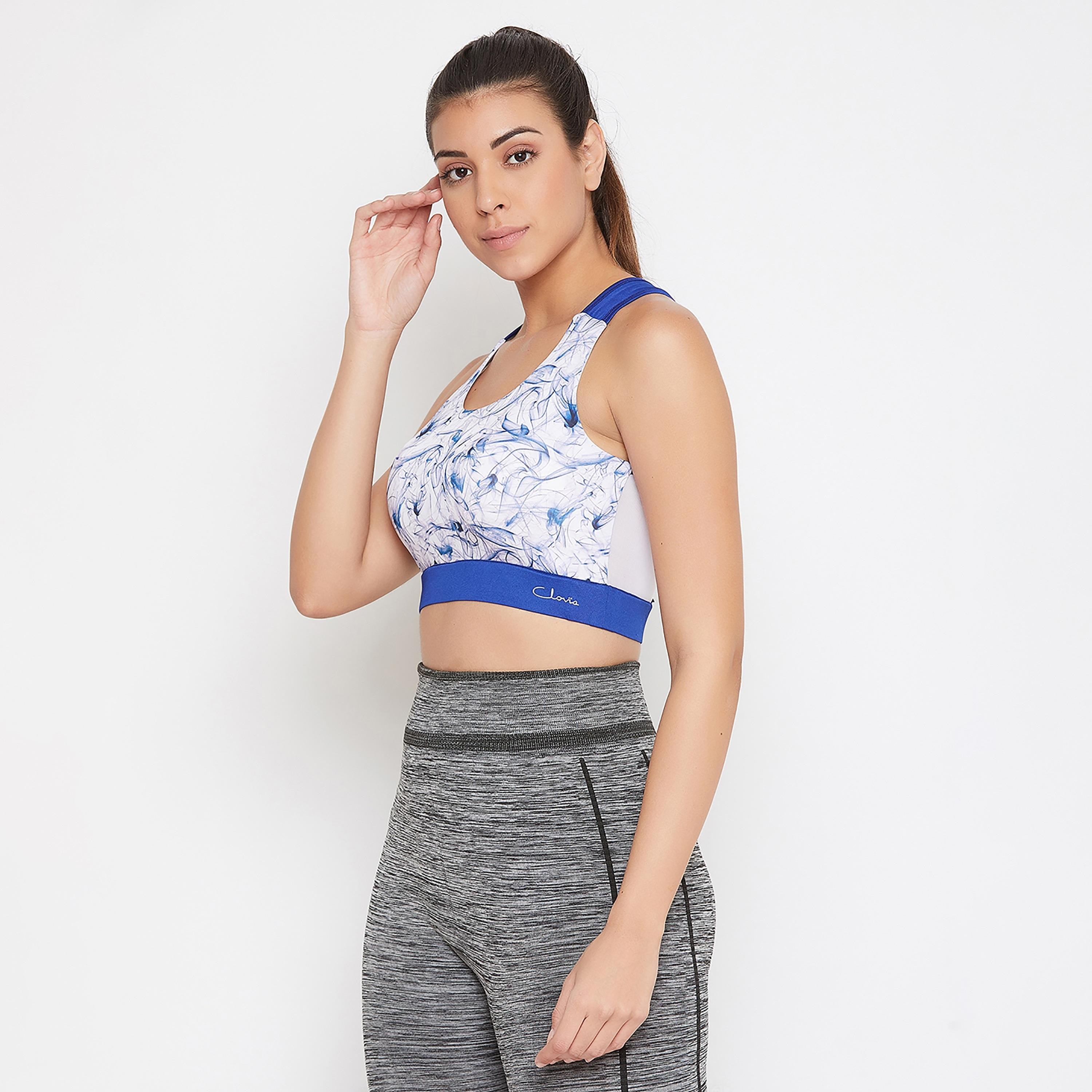 صدرية رياضية مبطنة غير سلكية متوسطة مع مطبوع من كلوفيا-women-clothing-sportswearandactivewear-sportsbras-image-3