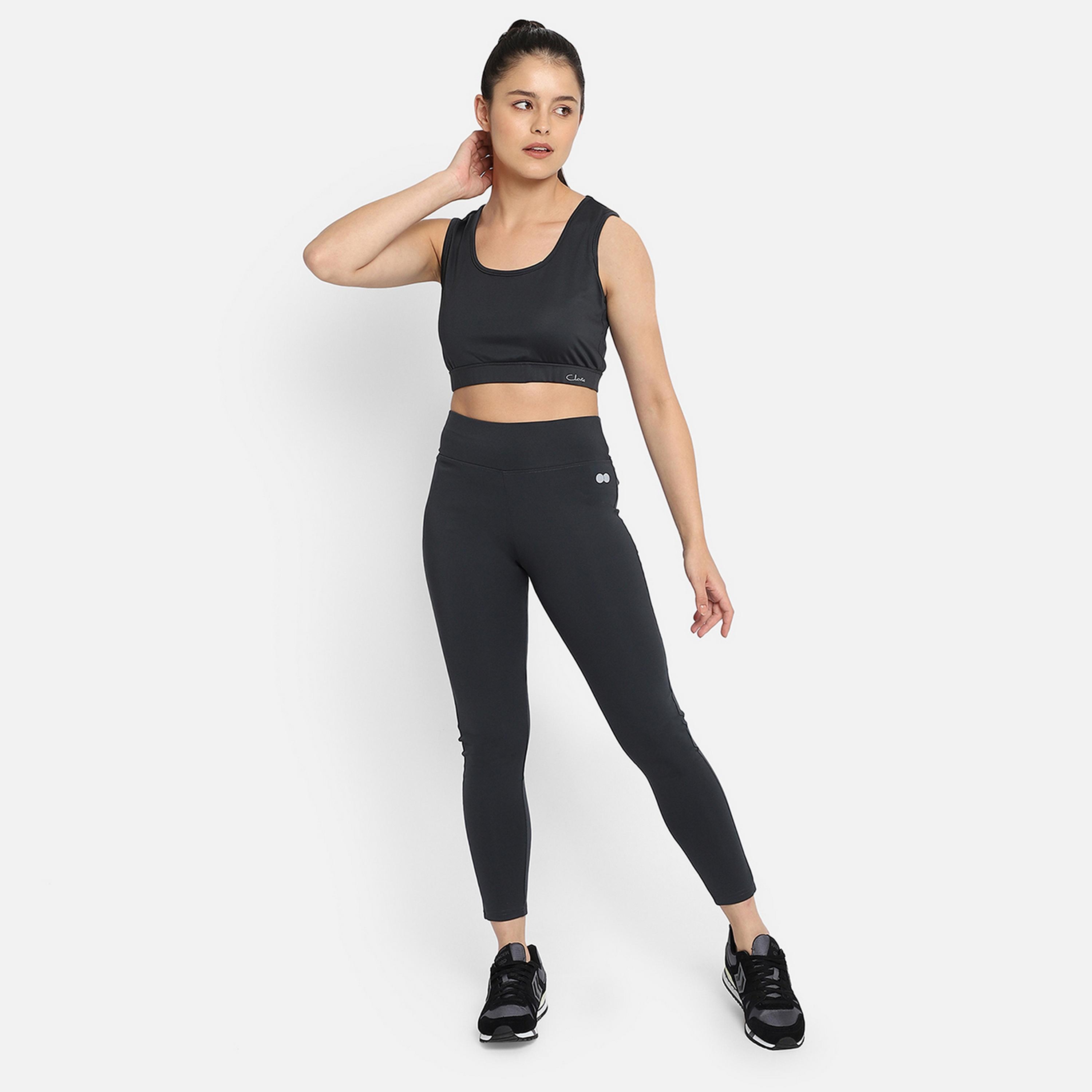 Clovia Medium Impact Padded Women's Sports Bra with Cutout Back in Dark Grey with Removable Pads-women-clothing-sportswearandactivewear-sportsbras-image-6