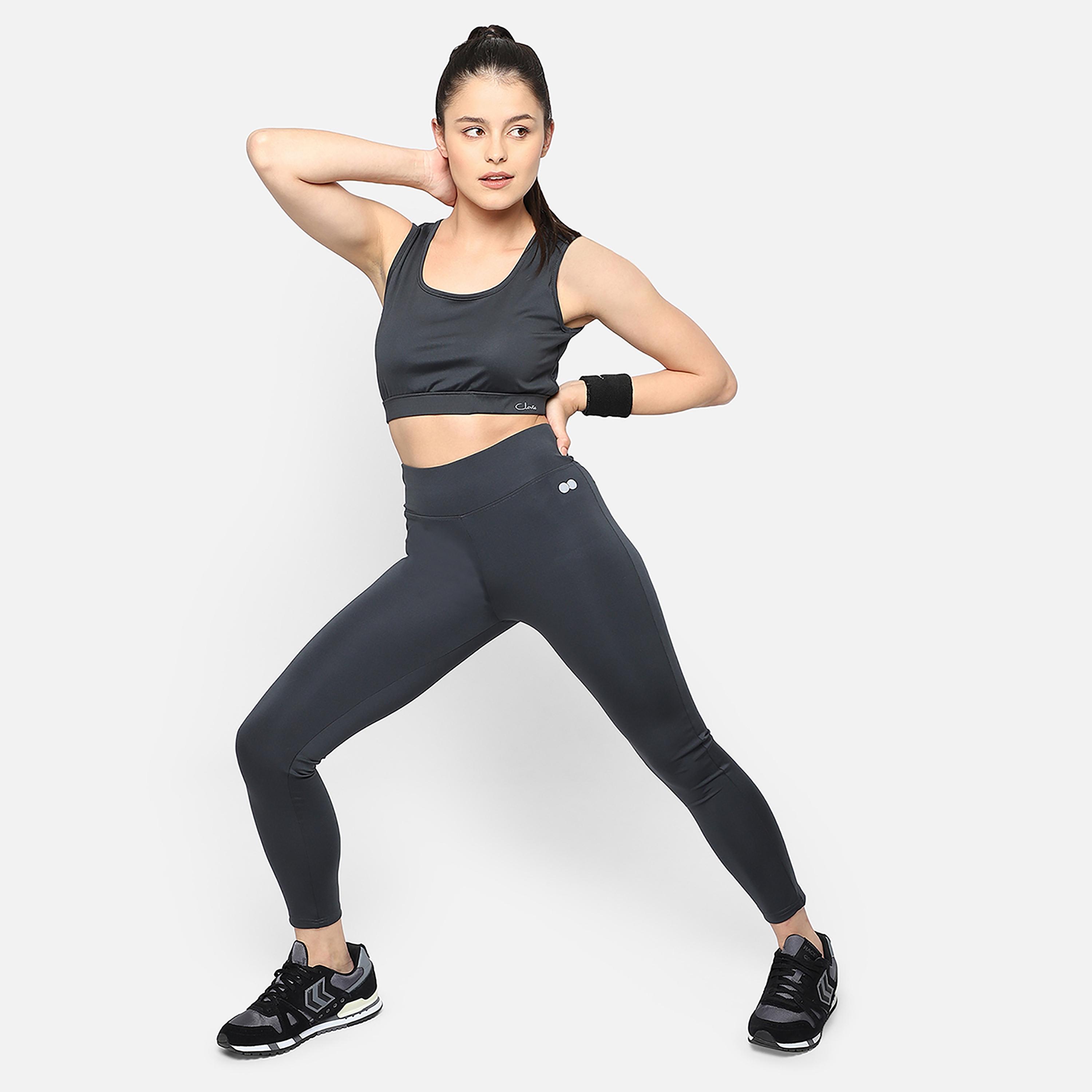 Clovia Medium Impact Padded Women's Sports Bra with Cutout Back in Dark Grey with Removable Pads-women-clothing-sportswearandactivewear-sportsbras-image-7