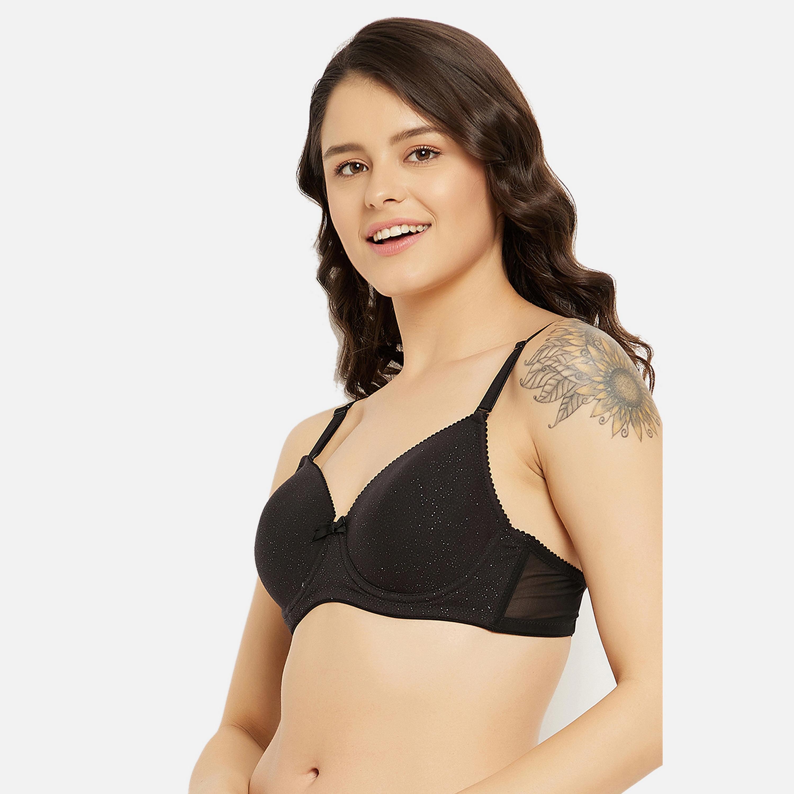 Clovia Padded Underwired Full Cup Multiway Women's T-Shirt Bra in Black - Cotton-women-clothing-lingerie-bras-image-2
