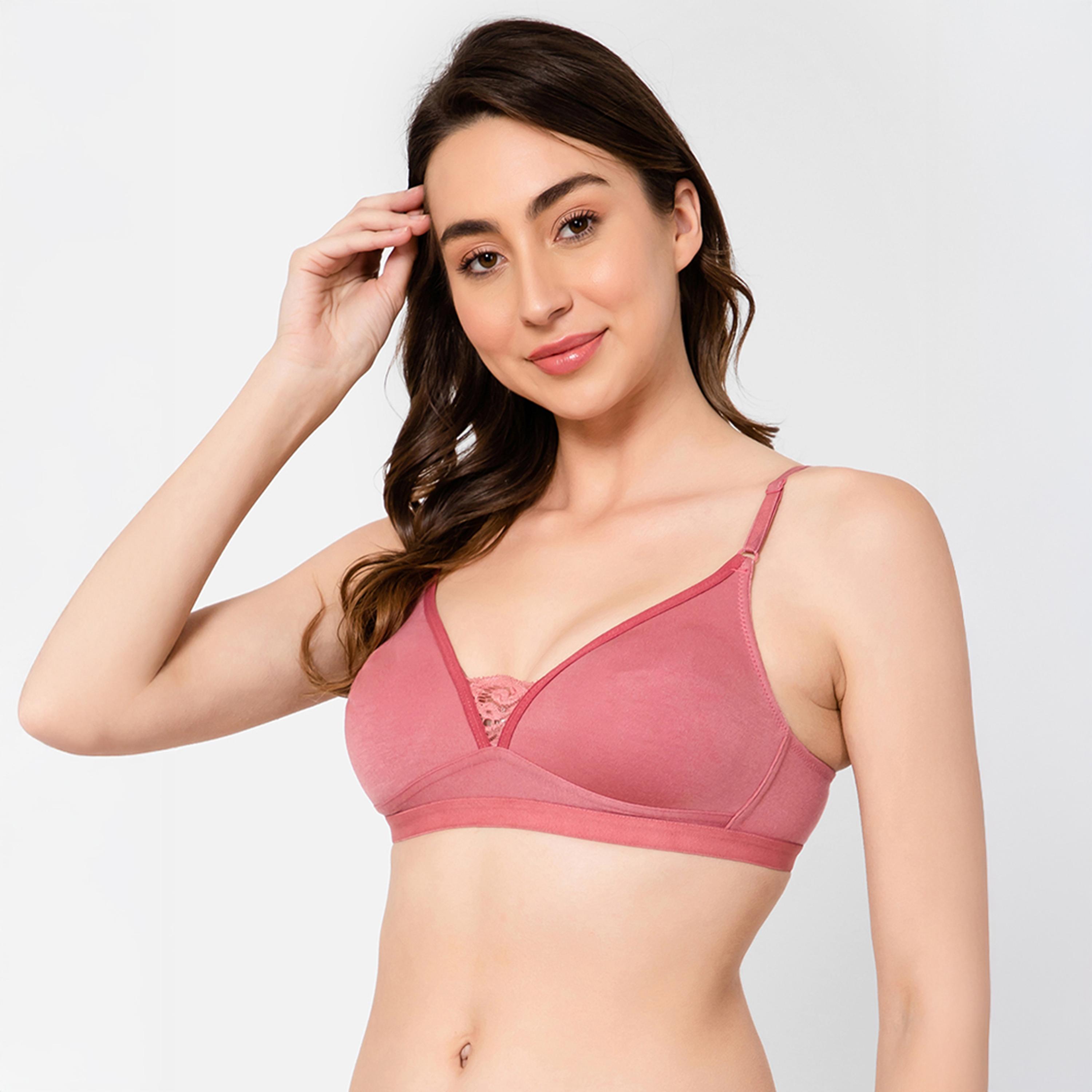 Clovia Non-Padded Non-Wired Full Coverage Women's T-Shirt Bra in Salmon Pink - Cotton-women-clothing-lingerie-bras-image-2