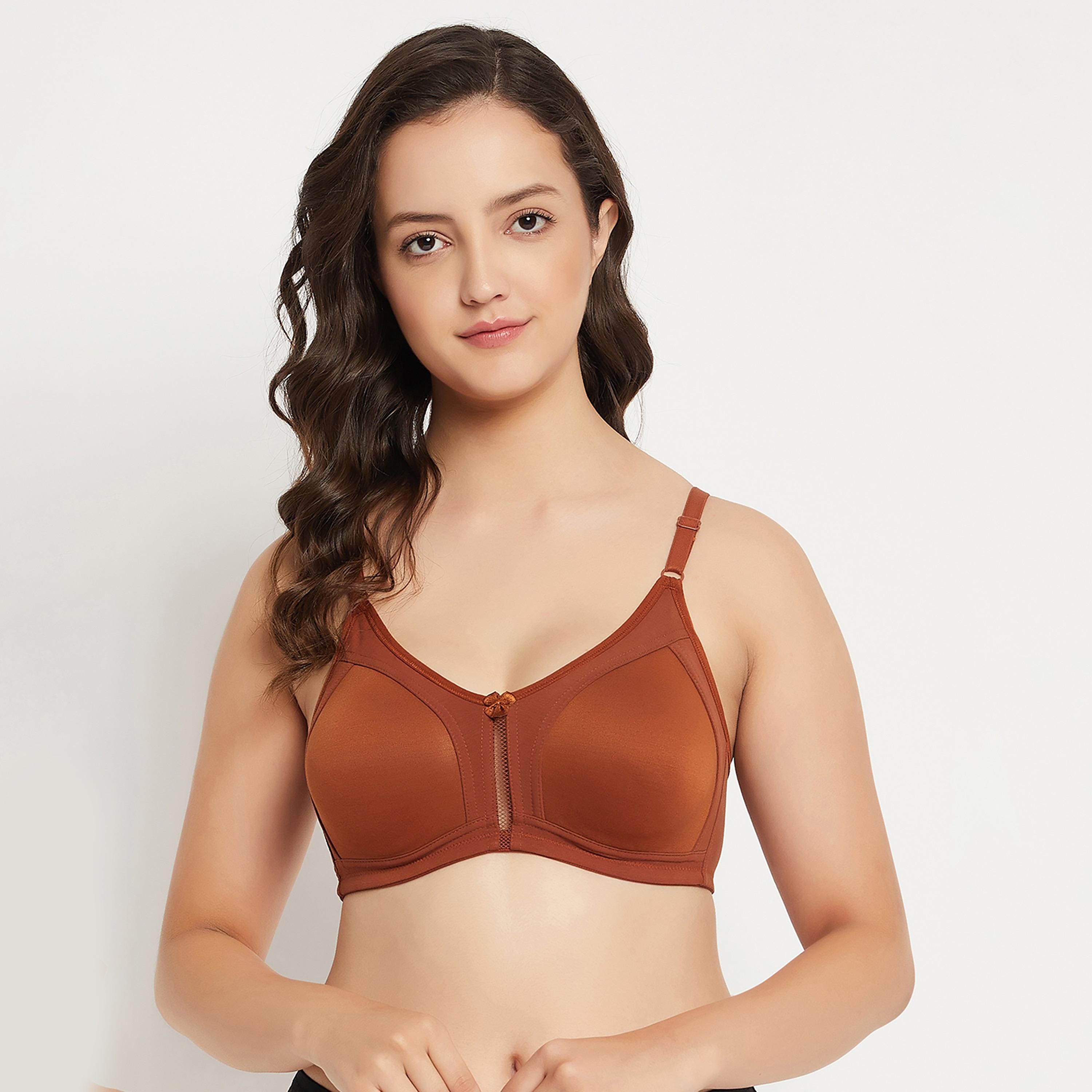 حمالة صدر نسائية كاملة الحجم غير مبطنة وبدون سلك بلون بني من كلوفيا - قطن-women-clothing-lingerie-bras-image-1