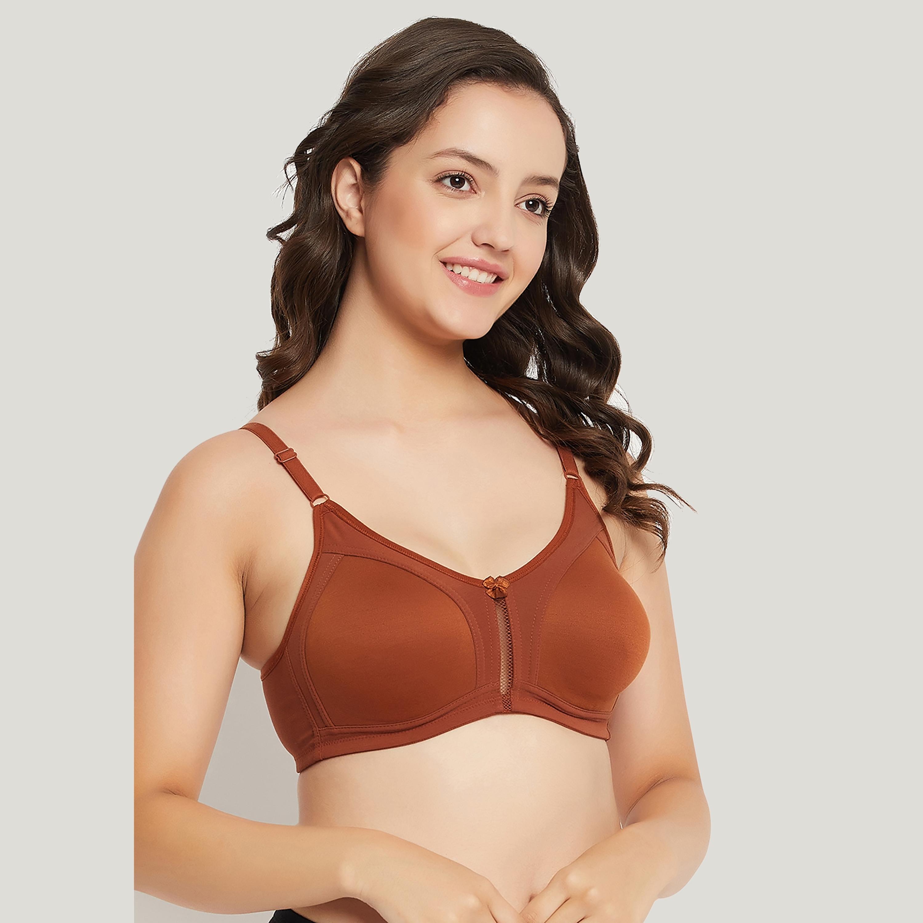 حمالة صدر نسائية كاملة الحجم غير مبطنة وبدون سلك بلون بني من كلوفيا - قطن-women-clothing-lingerie-bras-image-3