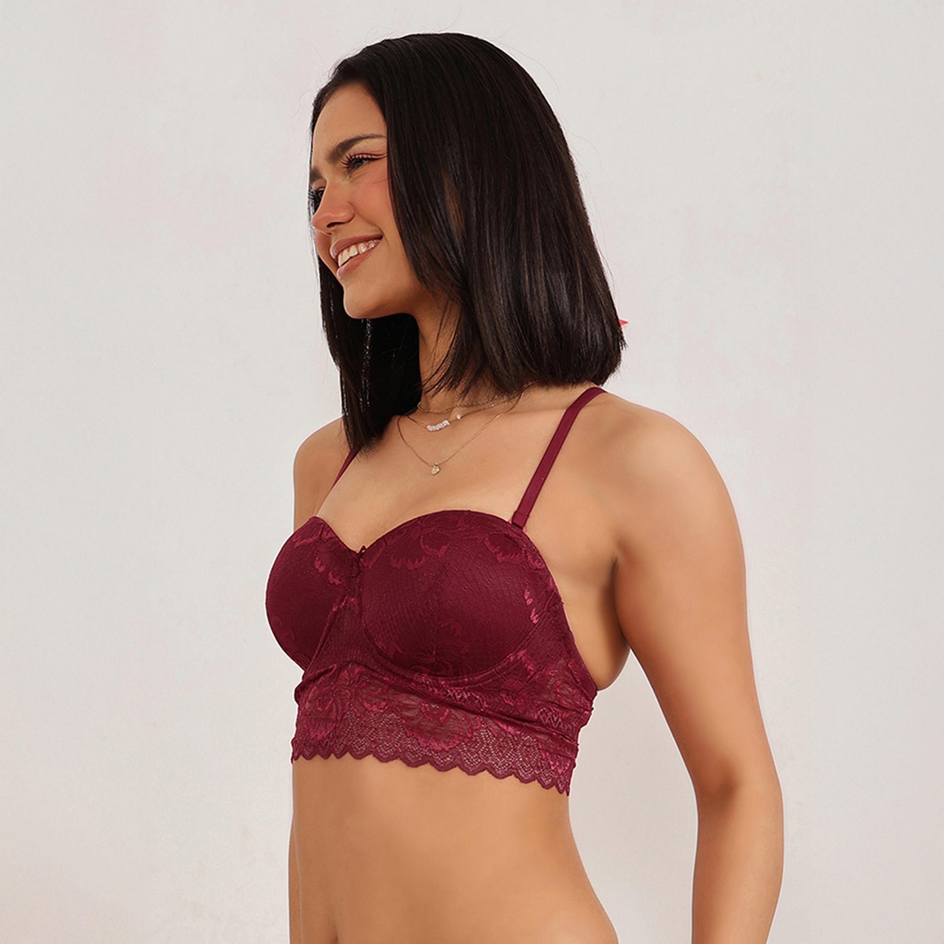 حمالة صدر طويلة مبطنة بسلك، متعددة الارتداء - ماروني دانتيل من كلوفيا-women-clothing-lingerie-bras-image-2