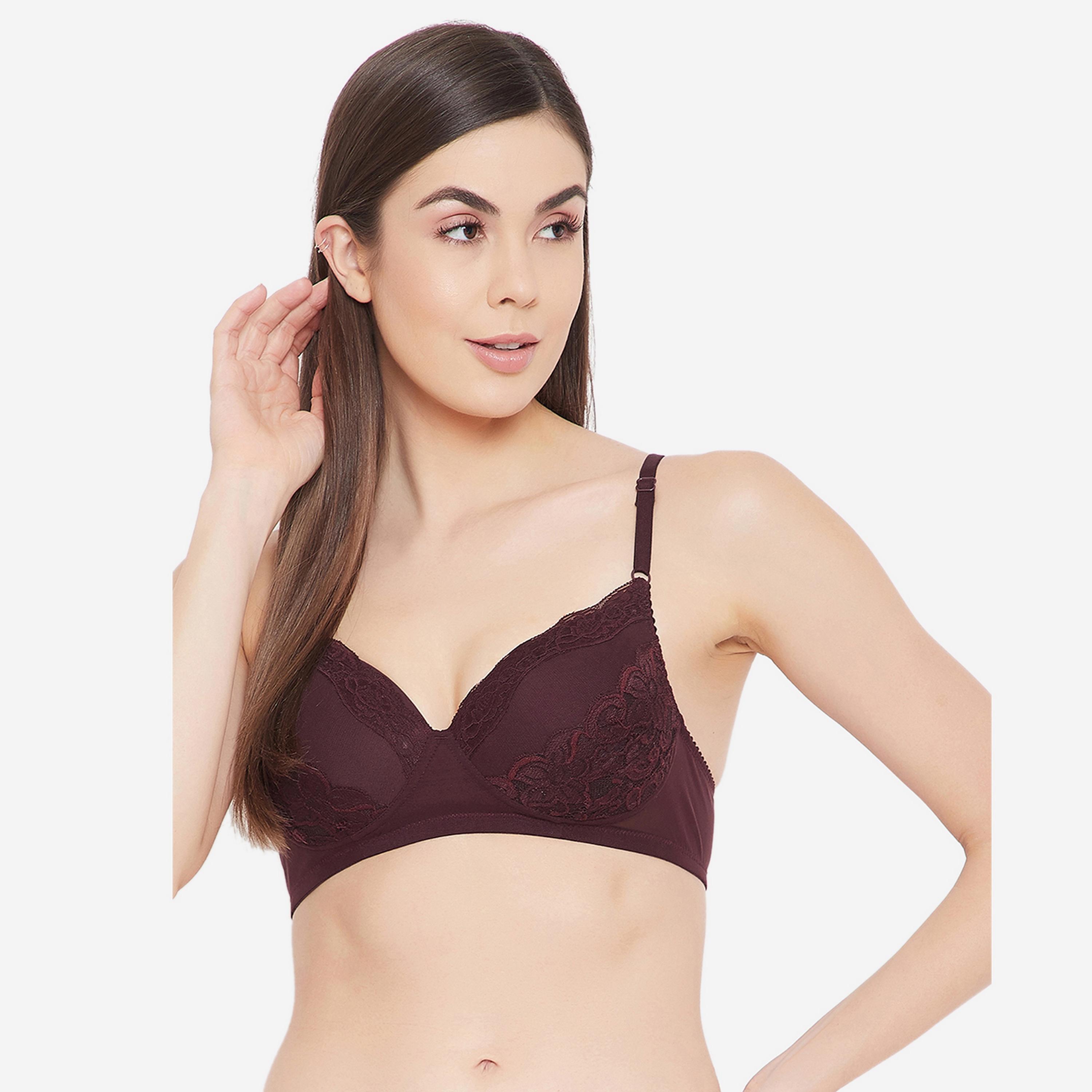 Clovia Level 1 Push-up Non-Wired Demi Cup Women's Bra in Mauve - Lace-women-clothing-lingerie-bras-image-1