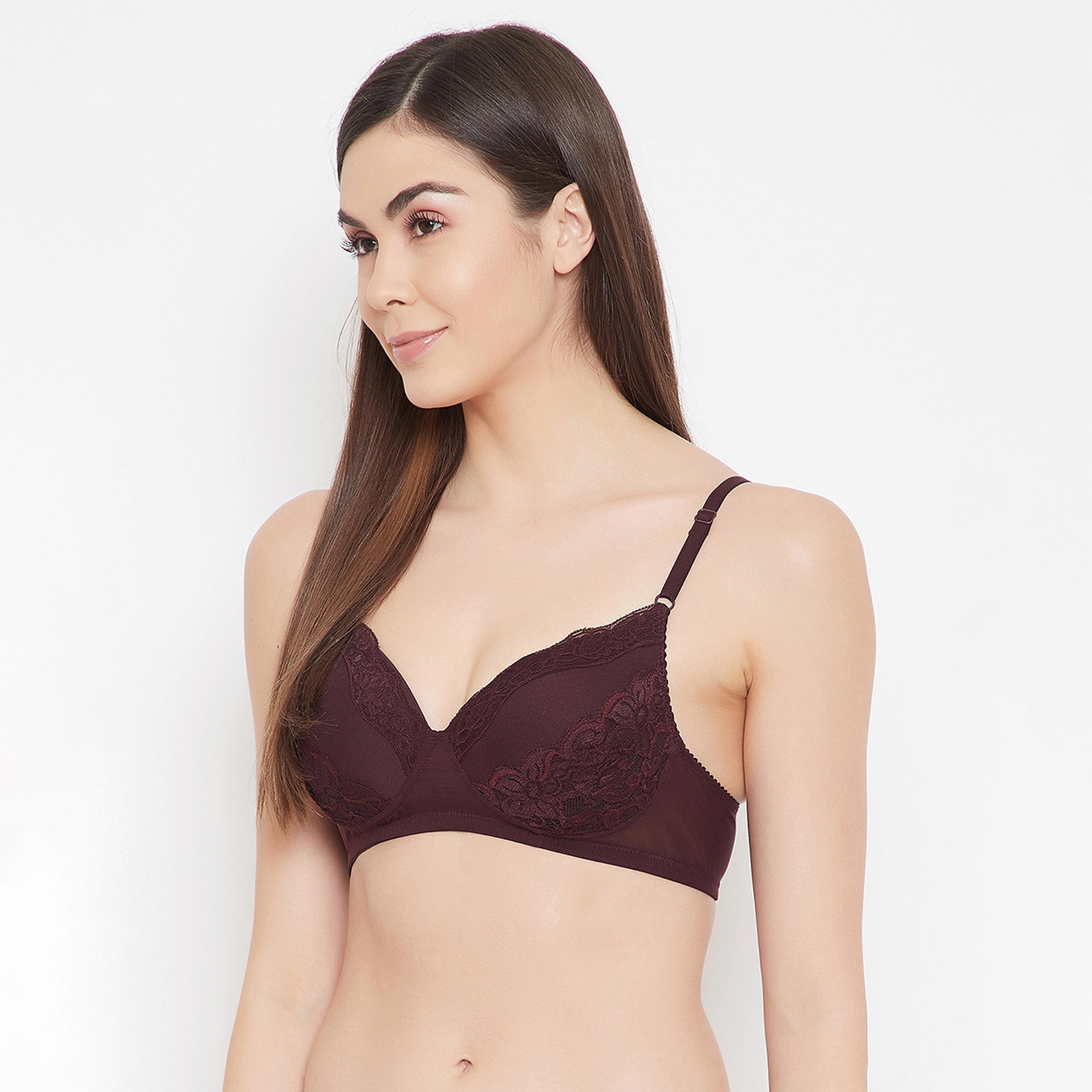 Clovia Level 1 Push-up Non-Wired Demi Cup Women's Bra in Mauve - Lace-women-clothing-lingerie-bras-image-2