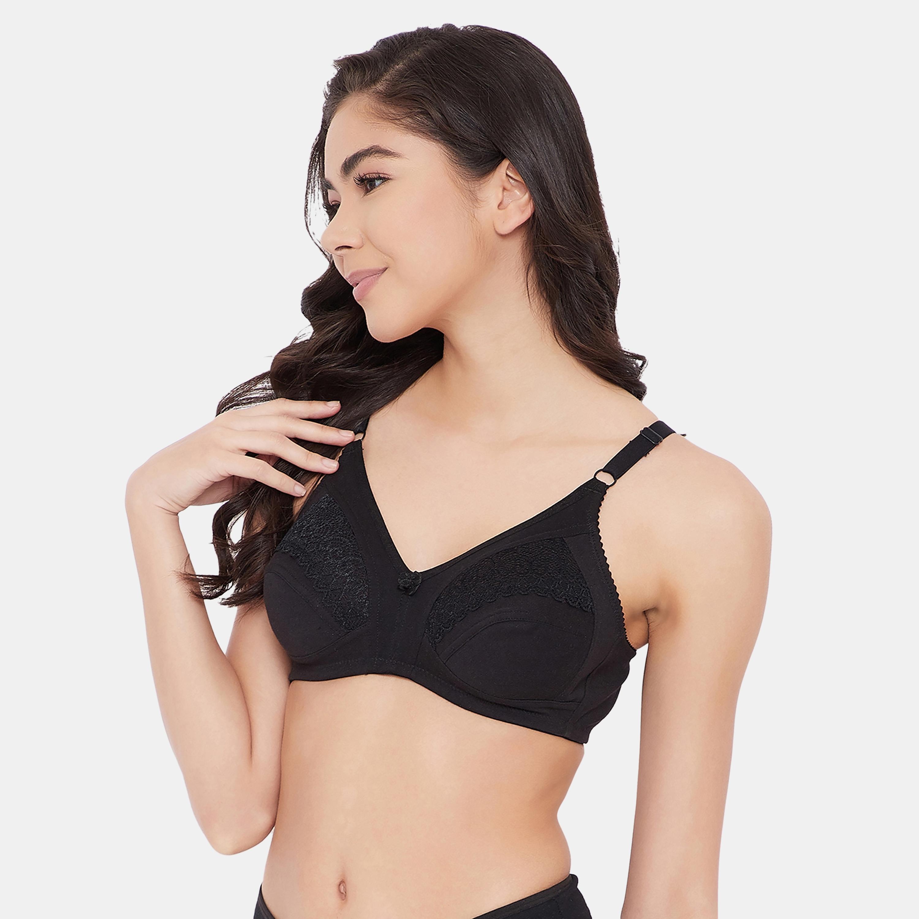 حمالة صدر نسائية كاملة الشكل غير مبطنة وبدون سلك باللون الأسود من كلوفيا - قطن ودانتيل-women-clothing-lingerie-bras-image-2