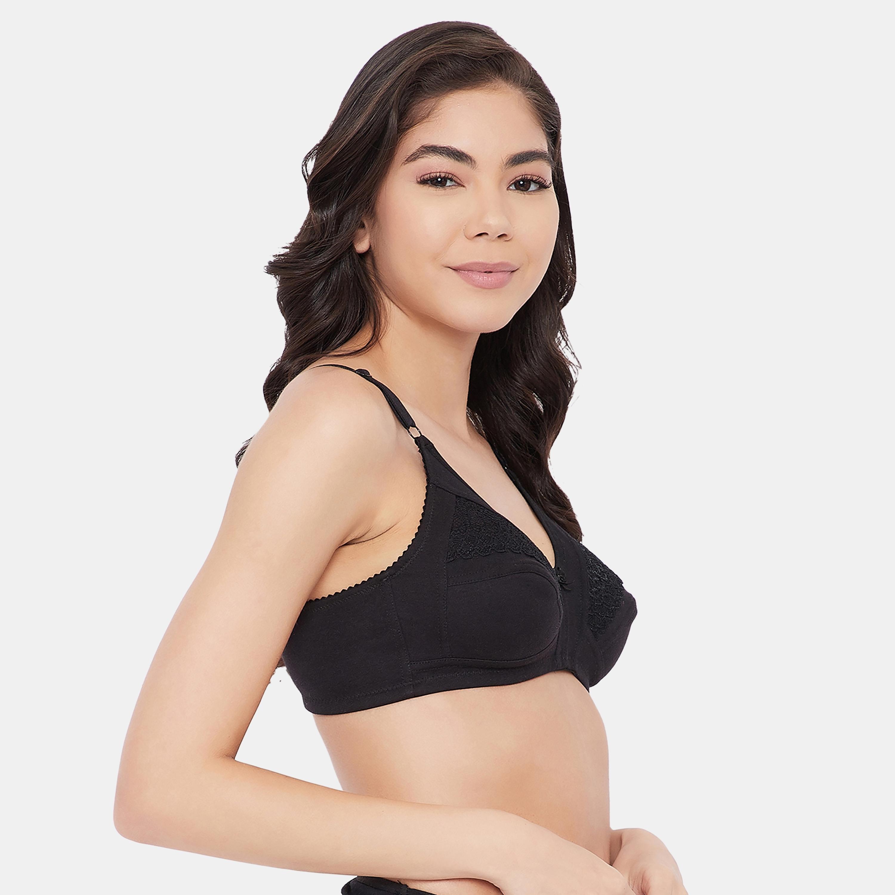 حمالة صدر نسائية كاملة الشكل غير مبطنة وبدون سلك باللون الأسود من كلوفيا - قطن ودانتيل-women-clothing-lingerie-bras-image-3