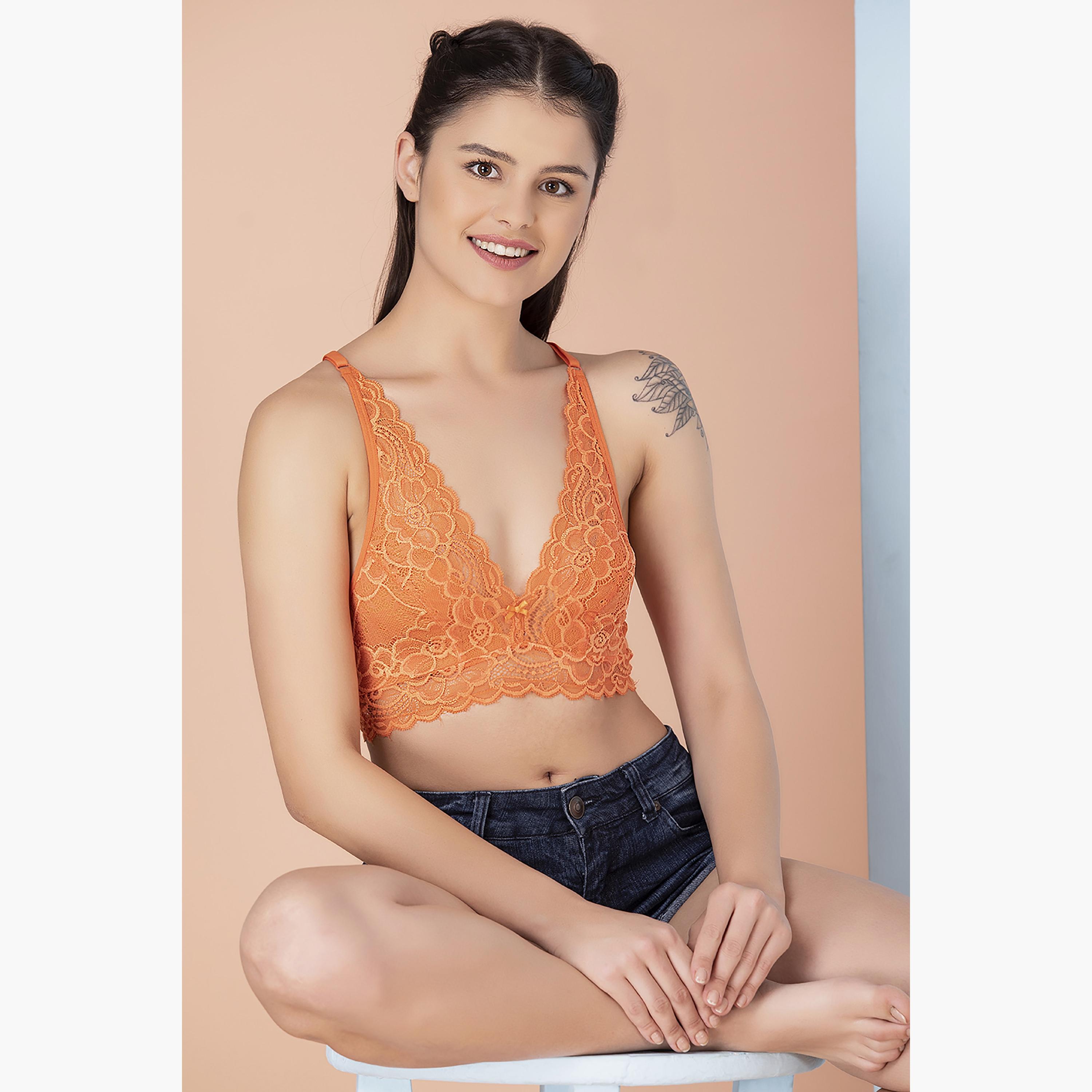 Clovia Lace Non-Padded Non-Wired Demi Cup Racerback Bralette-women-clothing-lingerie-bras-image-1
