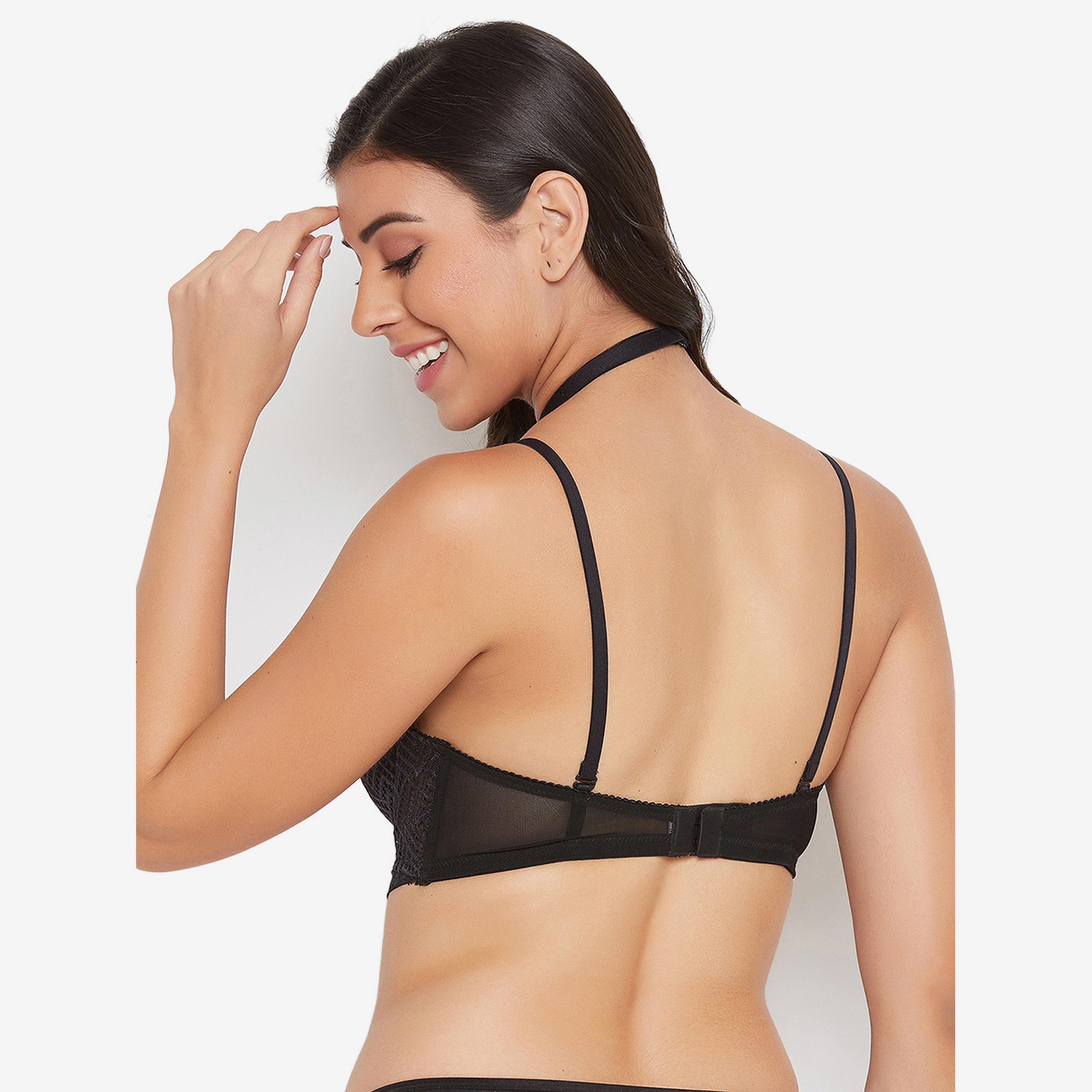 Clovia Padded Underwired Full Cup Women's Bralette in Black - Lace-women-clothing-lingerie-bras-image-3