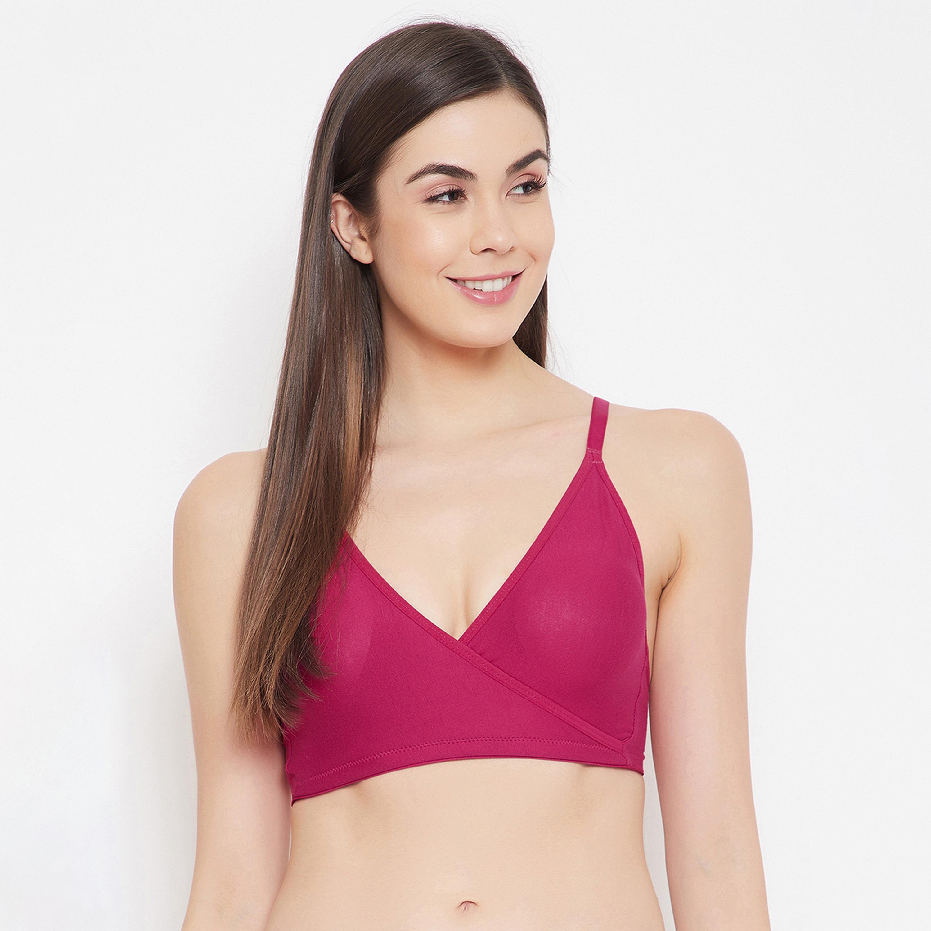 Clovia Non-Wired All-Day Wear Home Women's Bra in Hot Pink with Removable Pads - Cotton-women-clothing-lingerie-bras-image-1