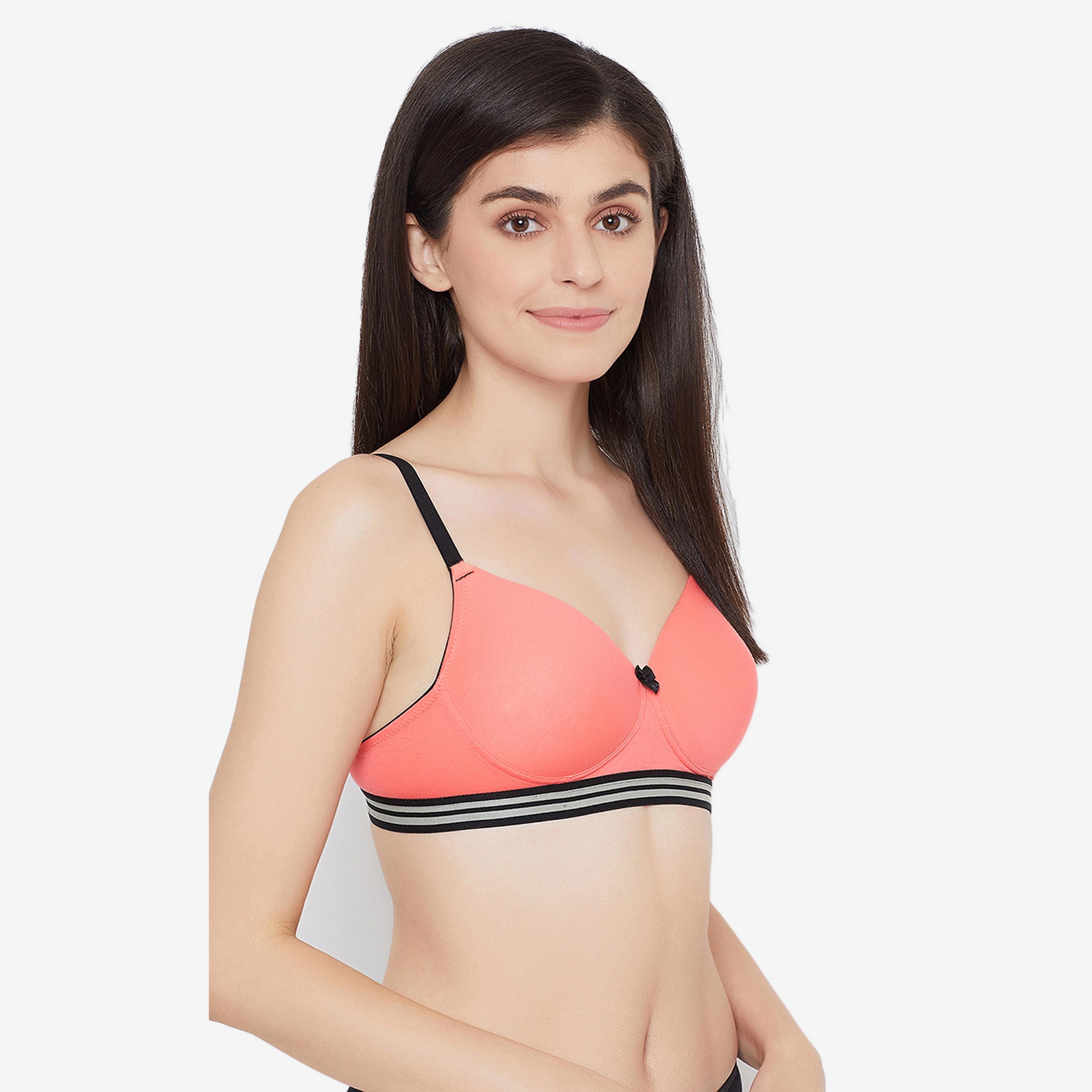 Clovia Padded Non-Wired Full Cup Women's T-Shirt Bra in Peach Pink - Cotton-women-clothing-lingerie-bras-image-3