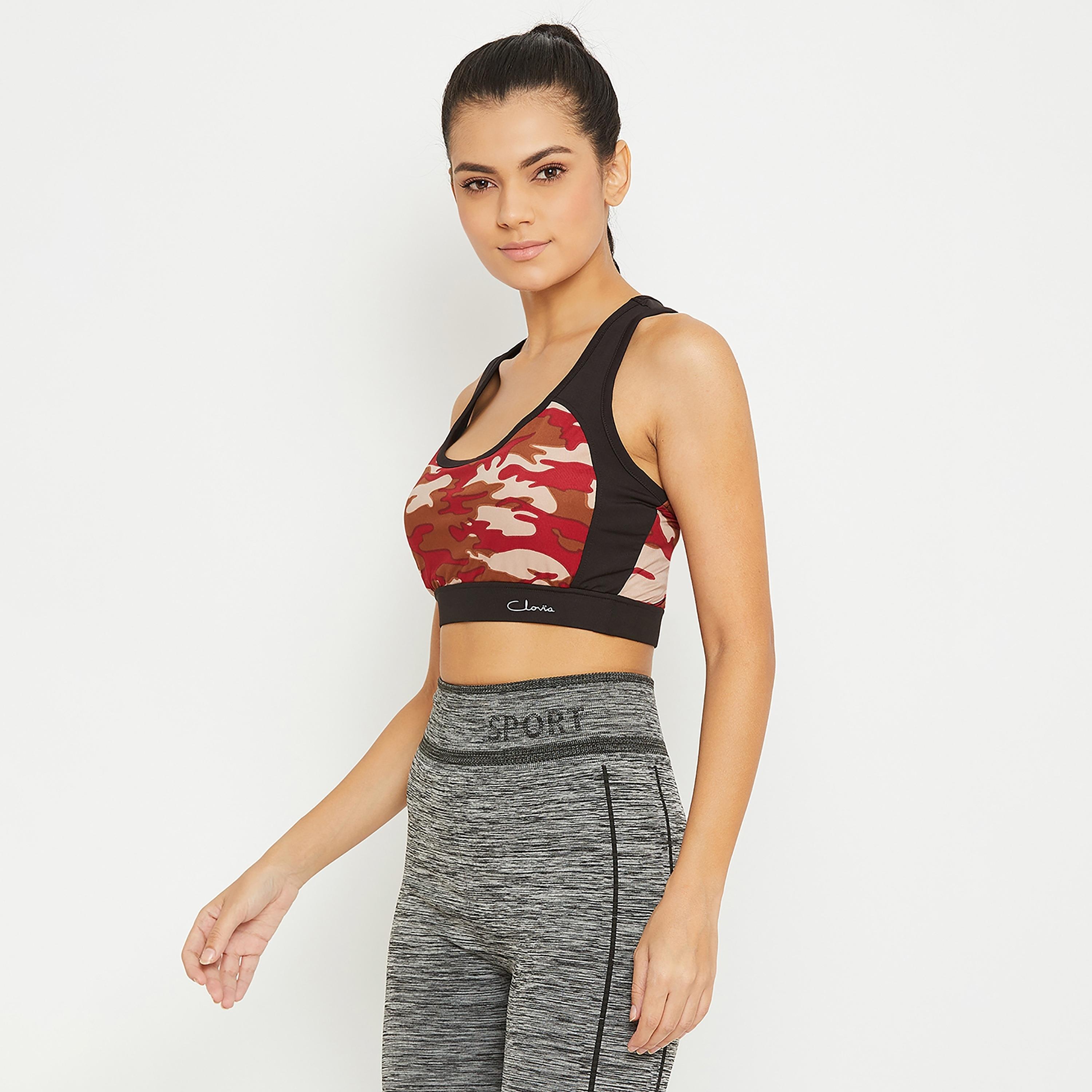 Clovia Camouflage Print Medium Impact Padded Racerback Sports Bra-sports-women-clothing-sportsbras-image-3