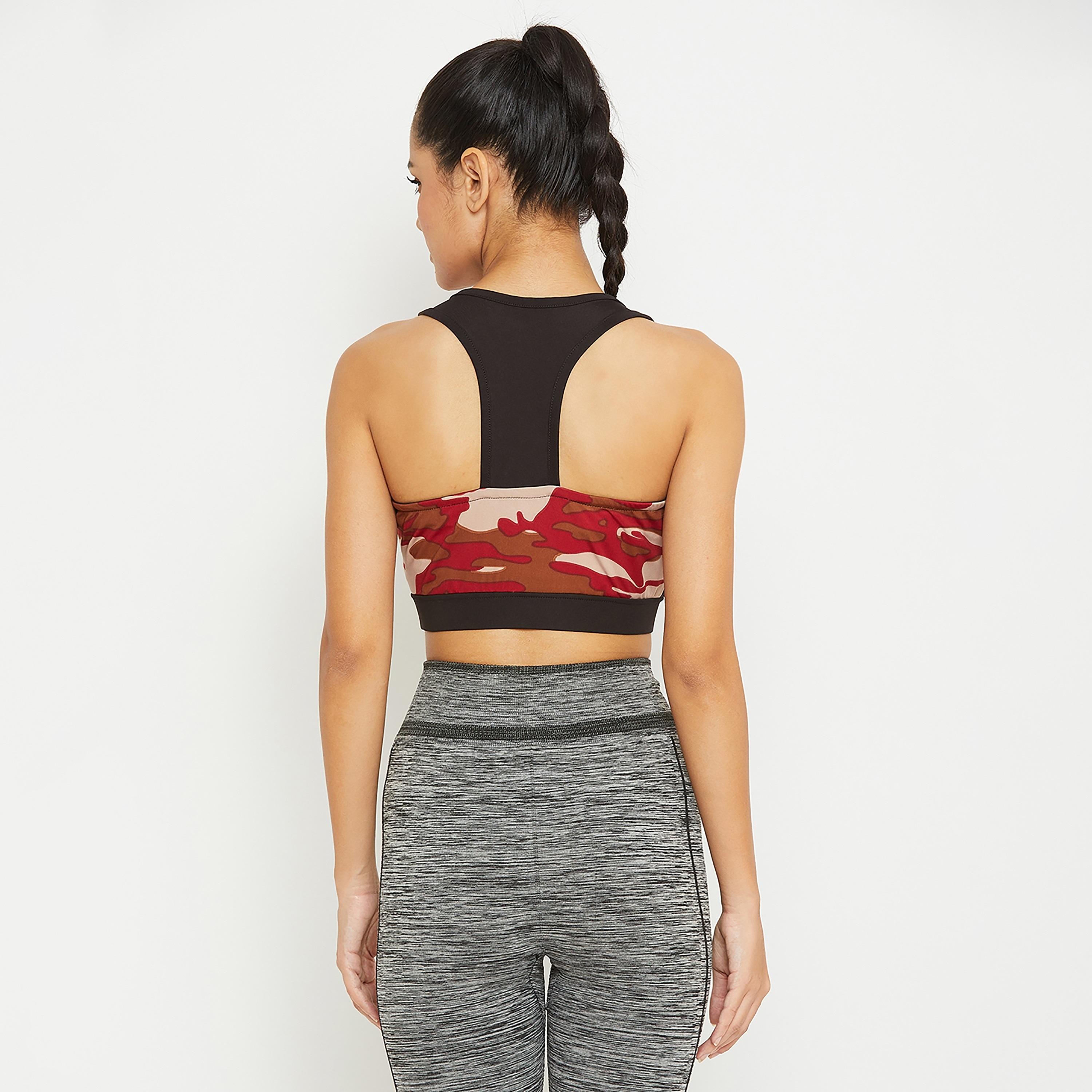 حمالة صدر رياضية مبطنة بظهر متسابق بطباعة متوسطة مموهة ذات تأثير من كلوفيا-sports-women-clothing-sportsbras-image-5