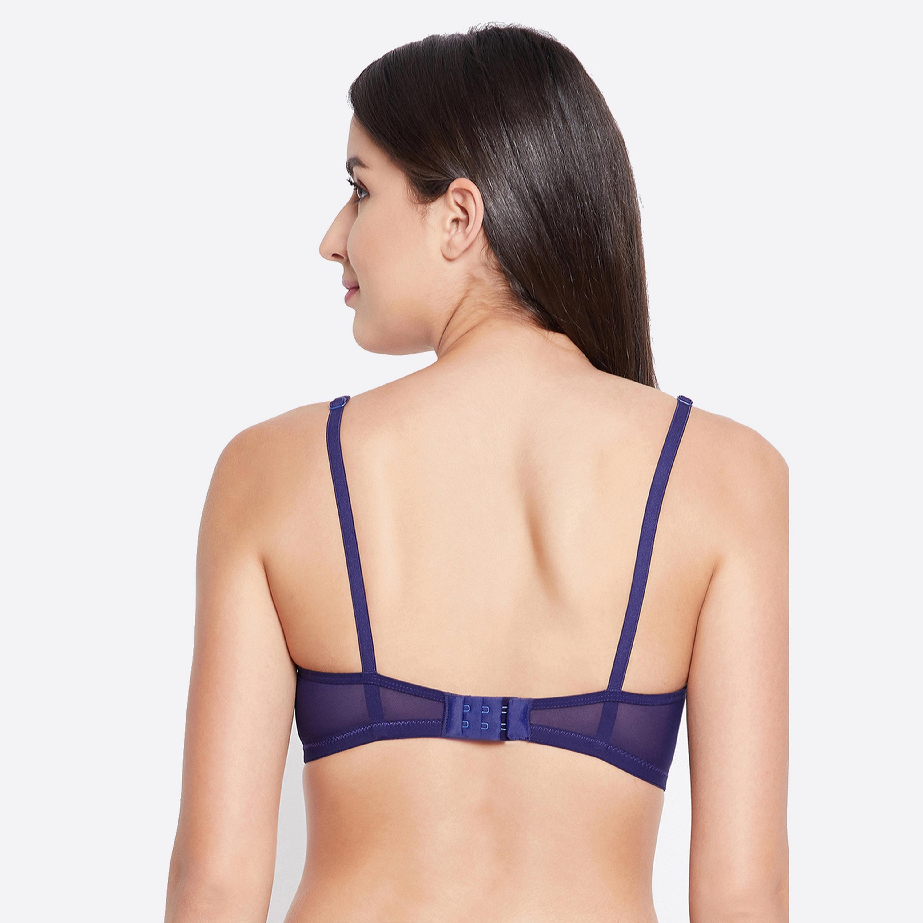 Clovia Padded Non-Wired Full Cup Star Print Women's T-Shirt Bra in Royal Blue-women-clothing-lingerie-bras-image-4