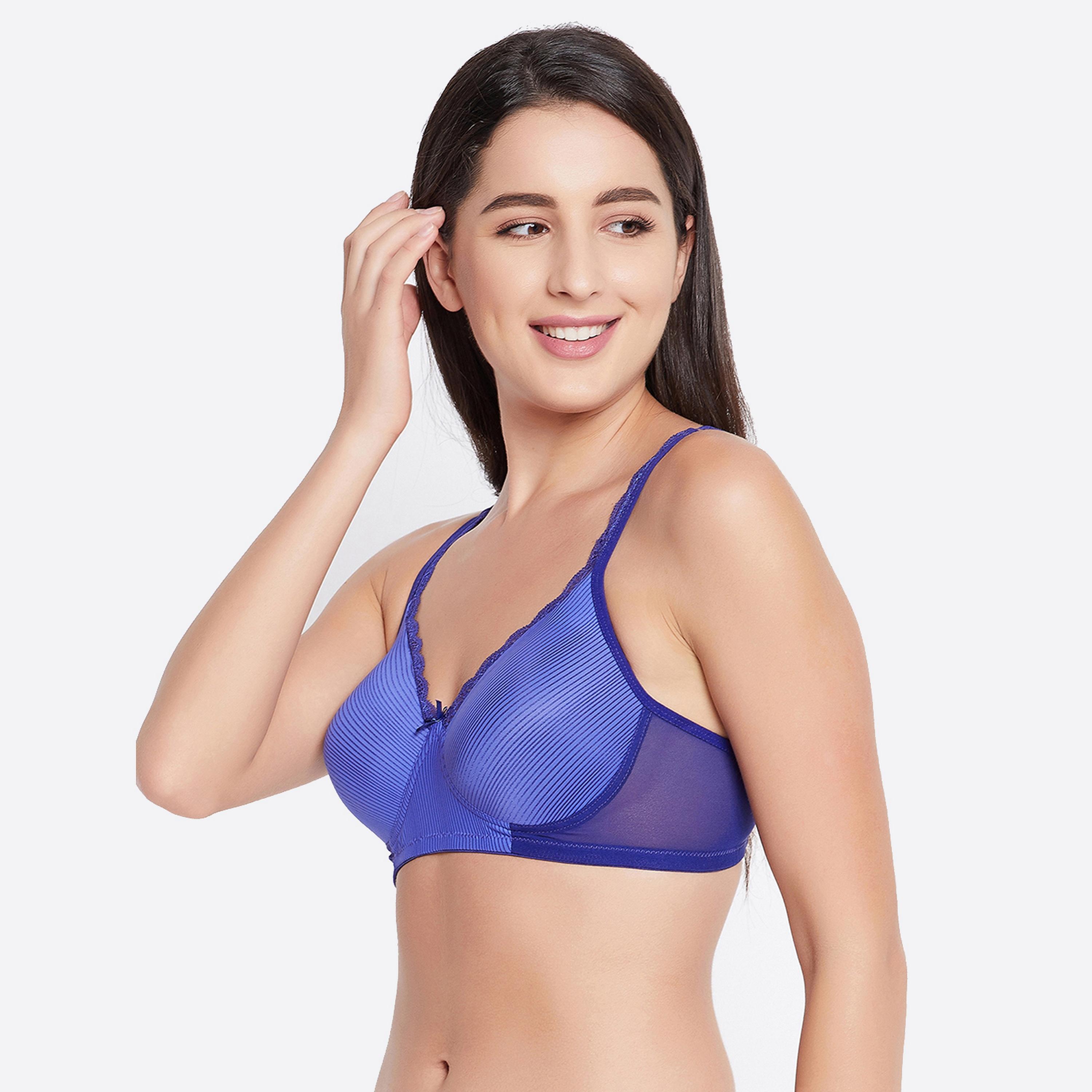 Clovia Padded Non-Wired Full Cup Printed Women's T-Shirt Bra in Blue-women-clothing-lingerie-bras-image-2