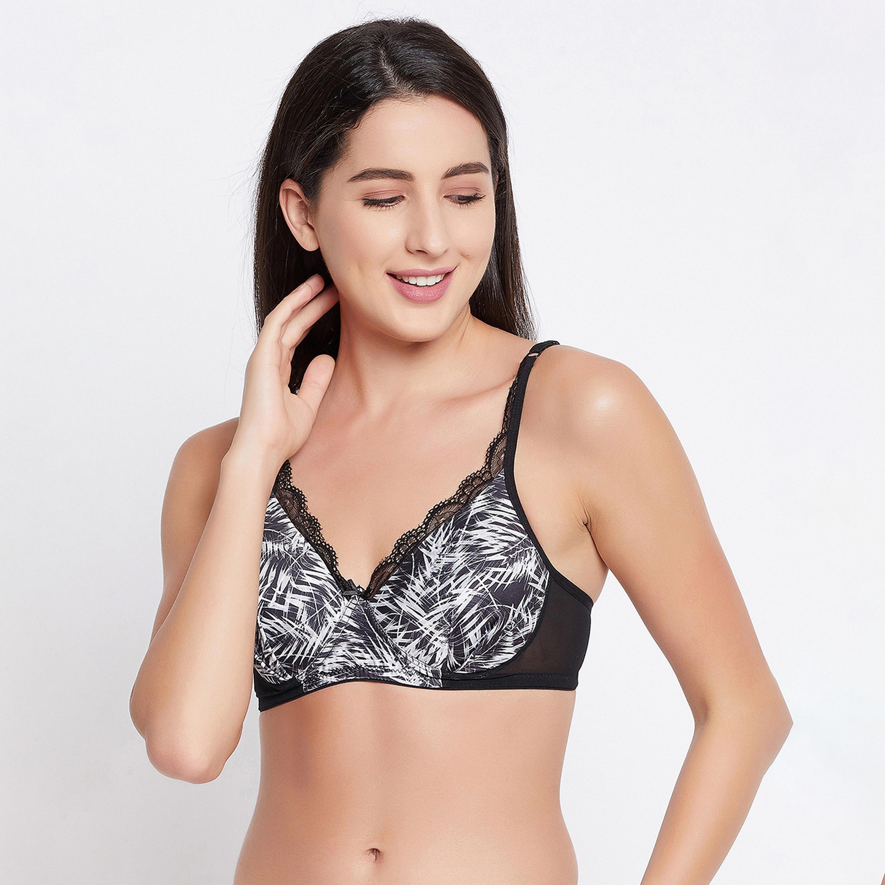 Clovia Padded Non-Wired Full Cup Abstract Print Women's T-Shirt Bra in Black-women-clothing-lingerie-bras-image-1