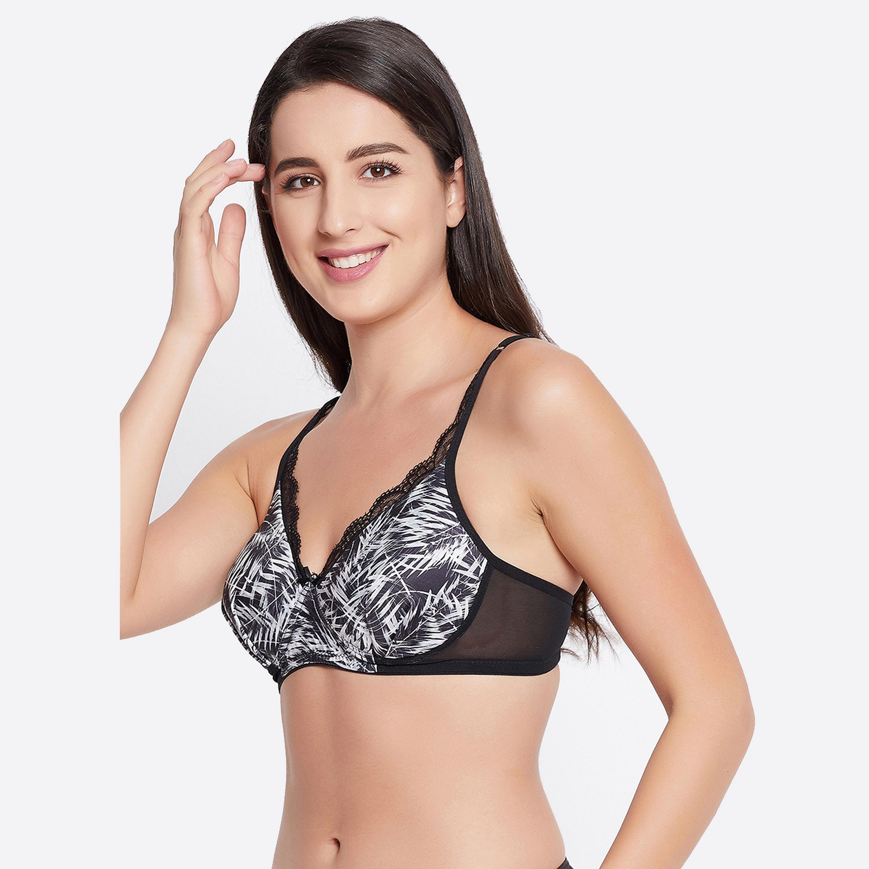 Clovia Padded Non-Wired Full Cup Abstract Print Women's T-Shirt Bra in Black-women-clothing-lingerie-bras-image-2