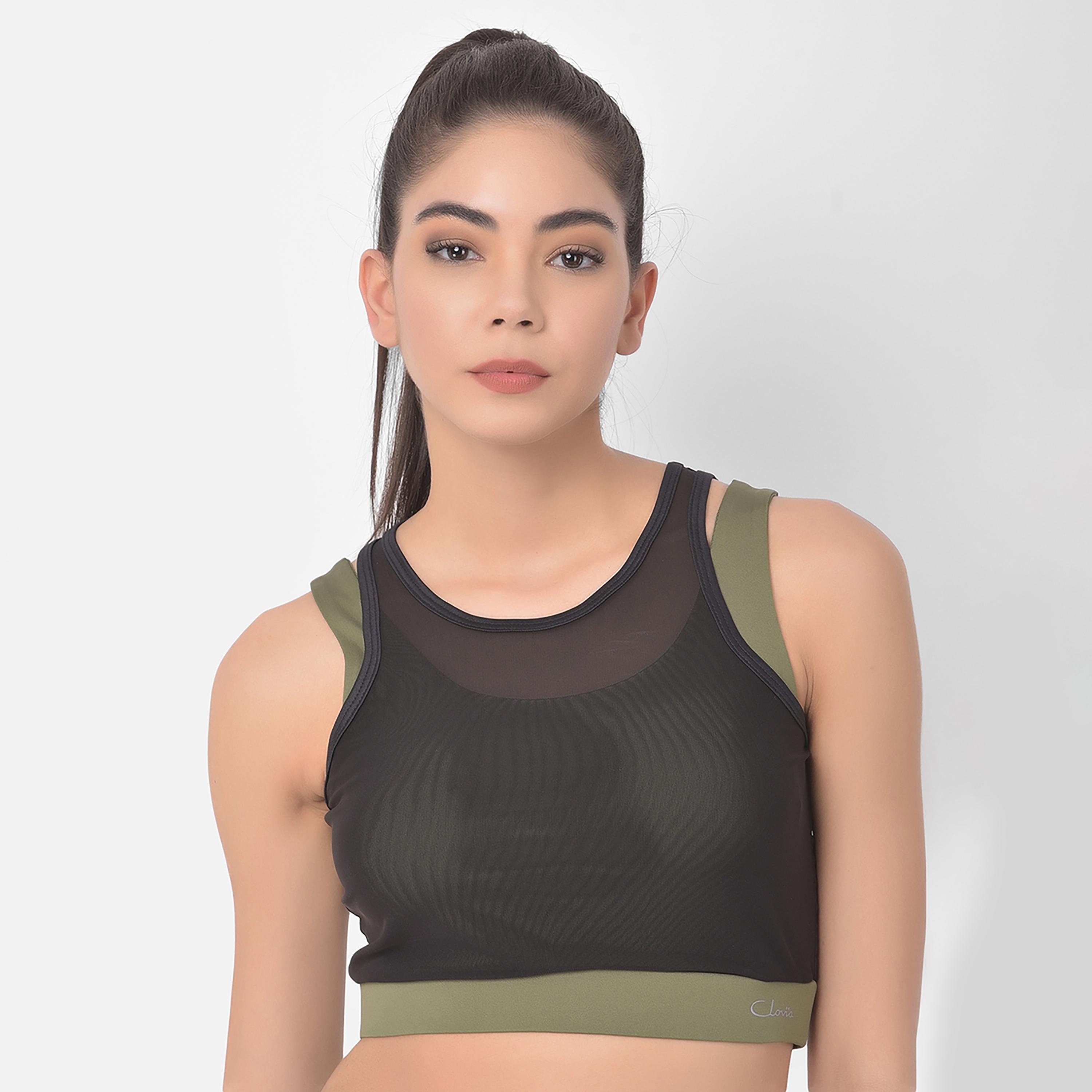 Buy Women s Clovia Medium Impact Padded Women s Sports Bra with Removable Cups in Black Online Centrepoint UAE