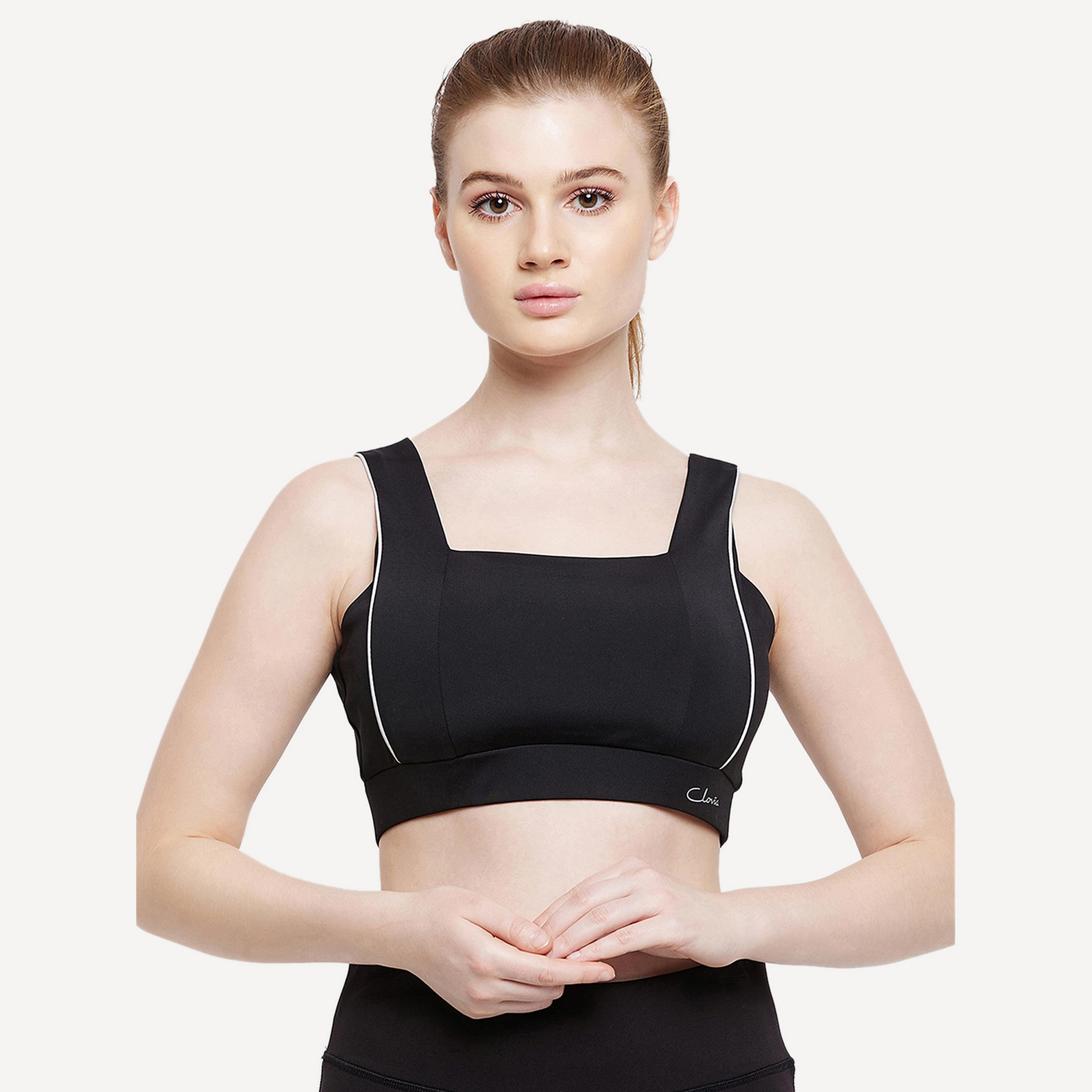 Clovia Medium Impact Padded Non-Wired Full Cup Women's Sports Bra in Black with Removable Pads-women-clothing-sportswearandactivewear-sportsbras-image-1