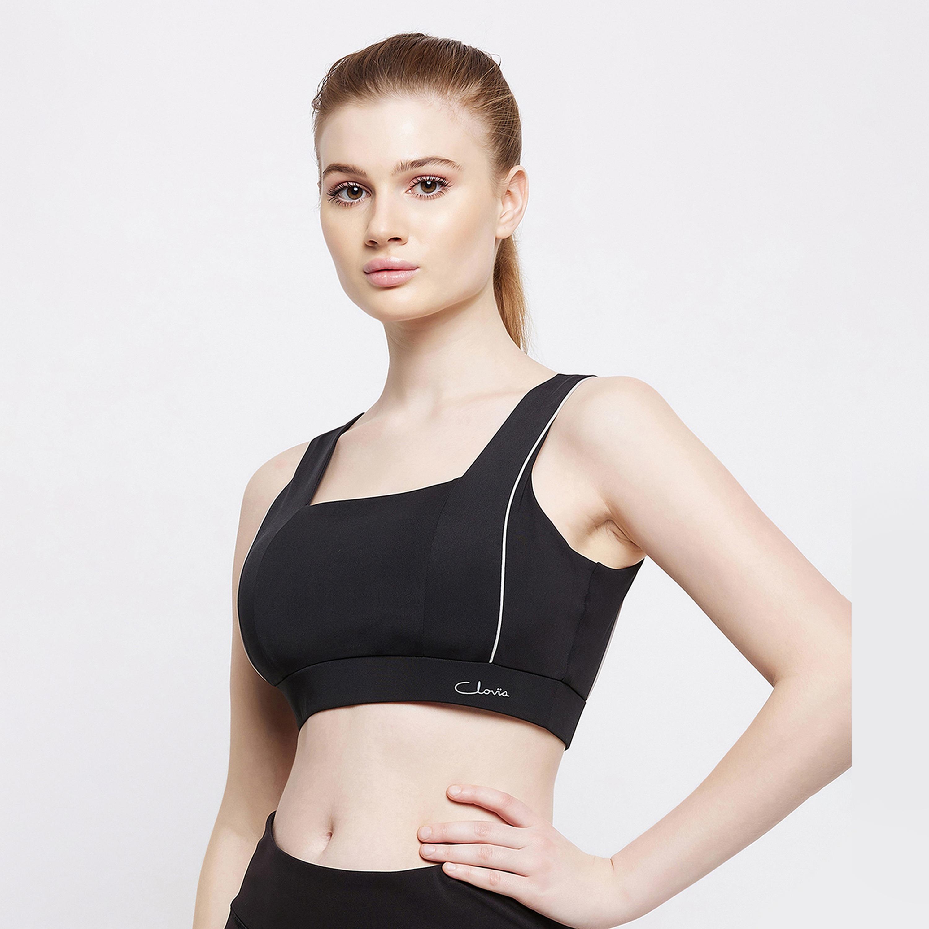 Clovia Medium Impact Padded Non-Wired Full Cup Women's Sports Bra in Black with Removable Pads-women-clothing-sportswearandactivewear-sportsbras-image-2