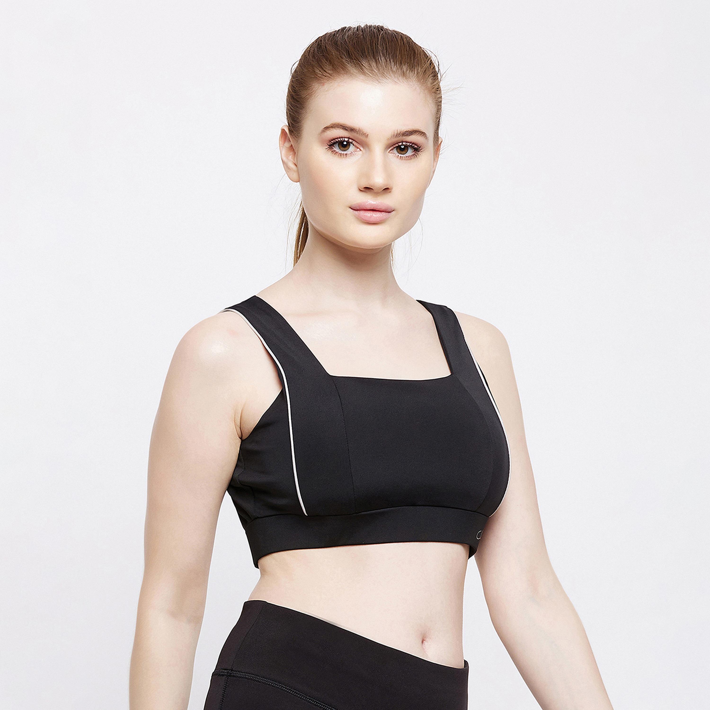 Clovia Medium Impact Padded Non-Wired Full Cup Women's Sports Bra in Black with Removable Pads-women-clothing-sportswearandactivewear-sportsbras-image-3