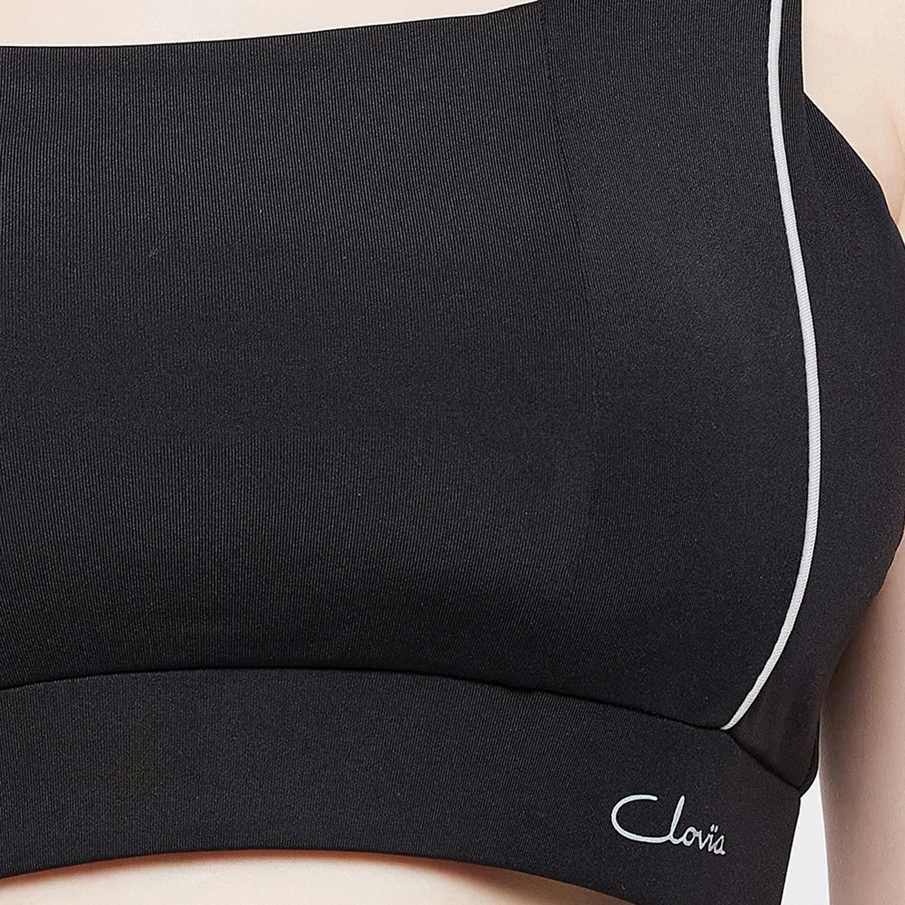 Clovia Medium Impact Padded Non-Wired Full Cup Women's Sports Bra in Black with Removable Pads-women-clothing-sportswearandactivewear-sportsbras-image-5