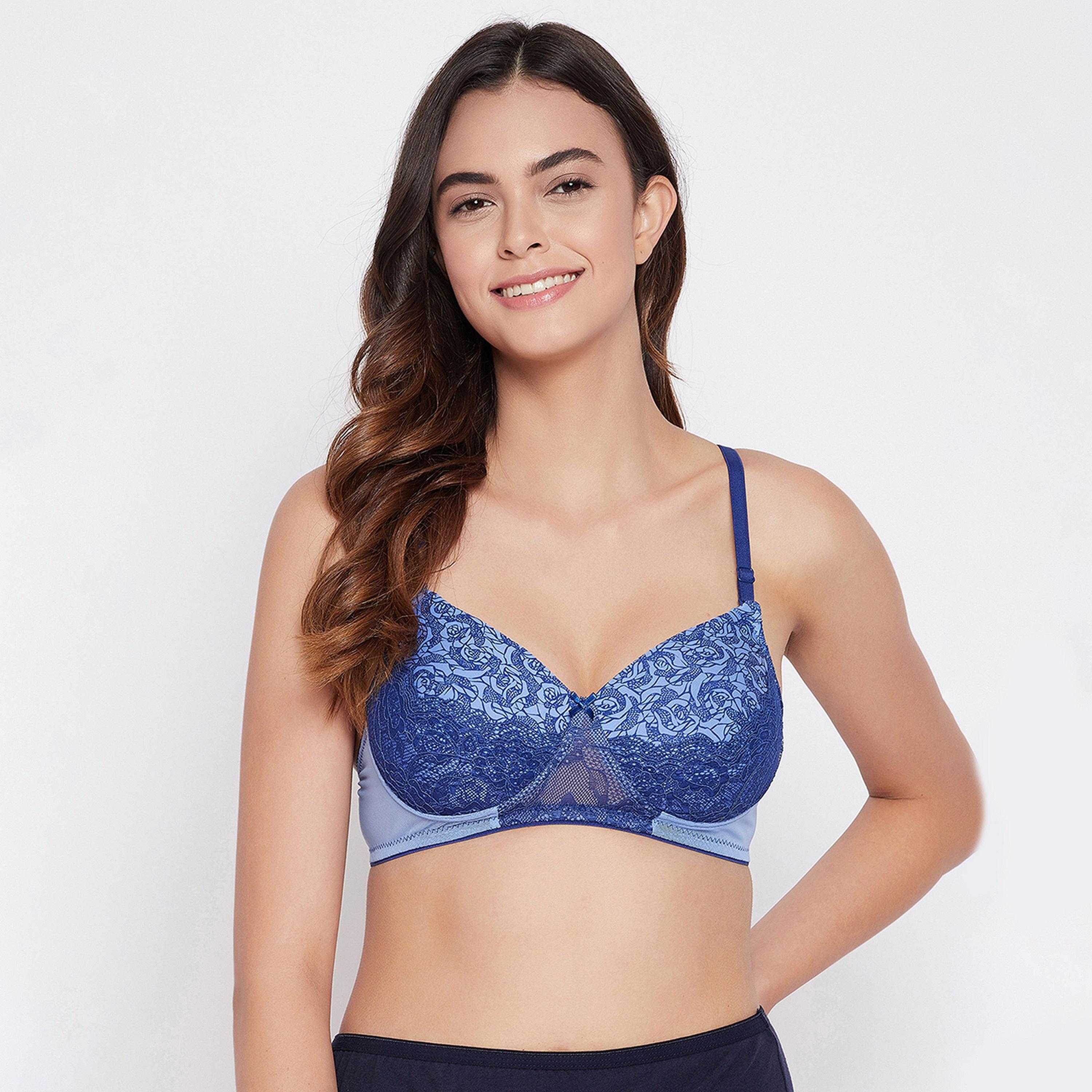 Clovia Padded Non-Wired Full Cup Floral Print Women's Multiway Bra in Powder Blue - Lace-women-clothing-lingerie-bras-image-1