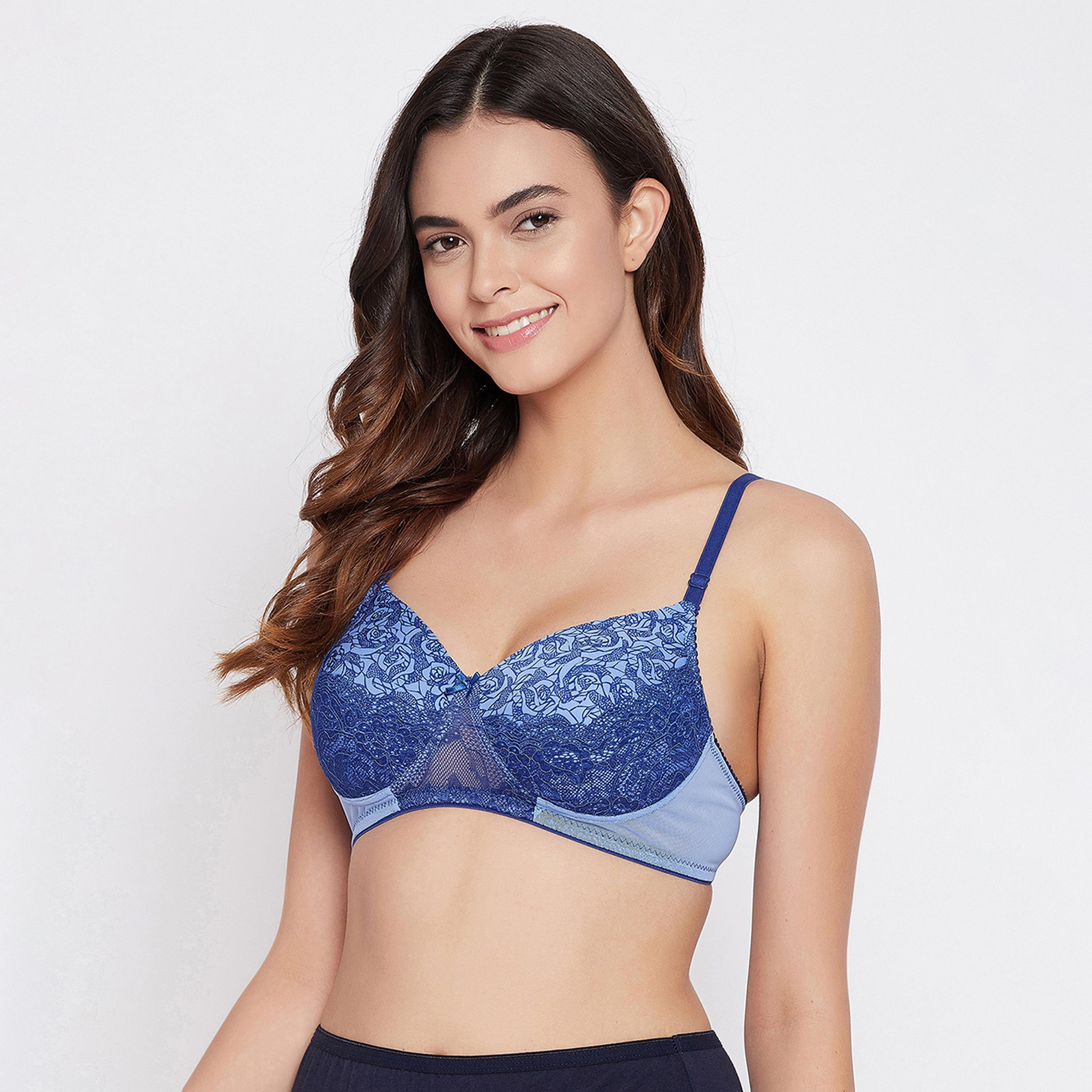 Clovia Padded Non-Wired Full Cup Floral Print Women's Multiway Bra in Powder Blue - Lace-women-clothing-lingerie-bras-image-2
