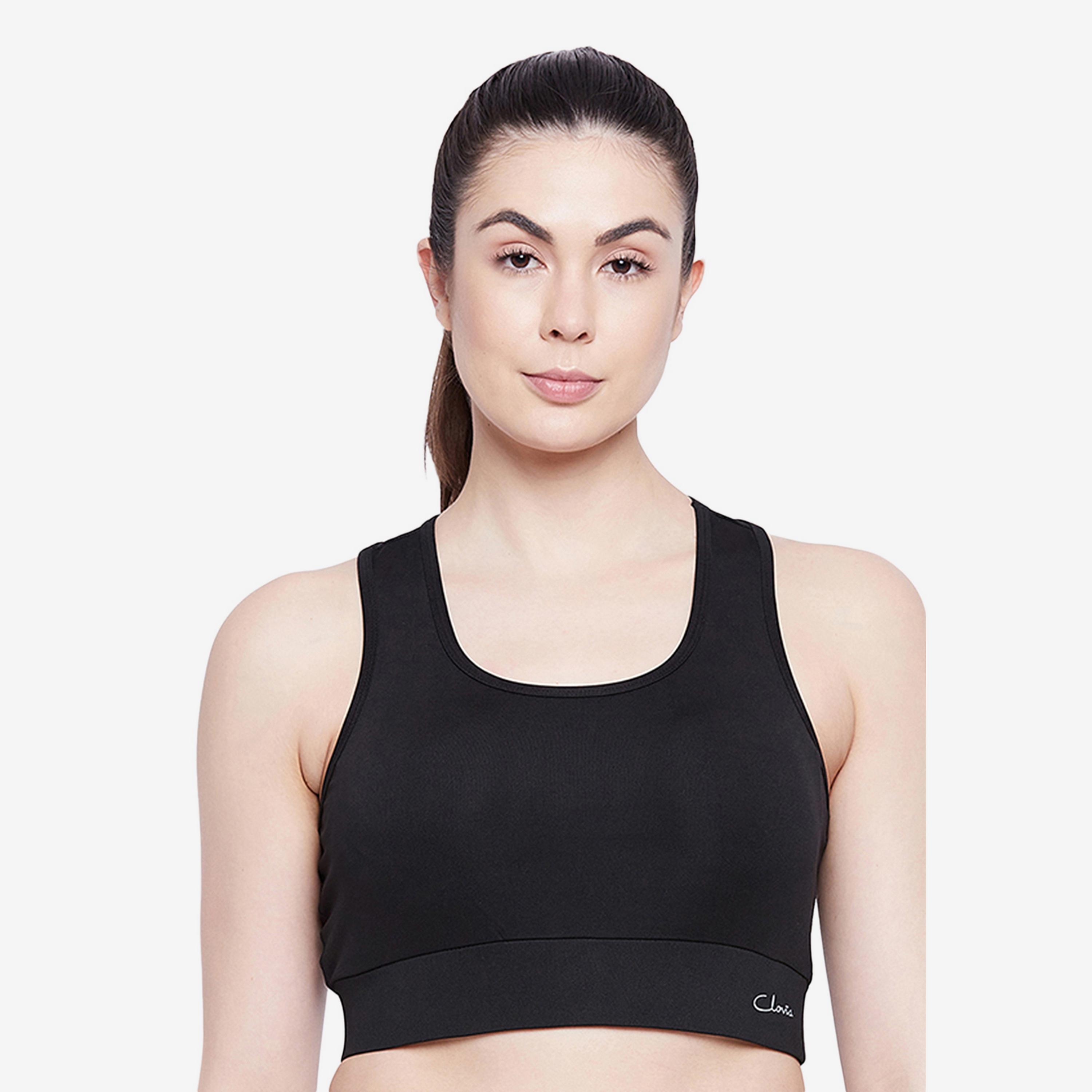Clovia Medium Impact Padded Non-Wired Women's Sports Bra in Black with Removable Cups-women-clothing-sportswearandactivewear-sportsbras-image-1