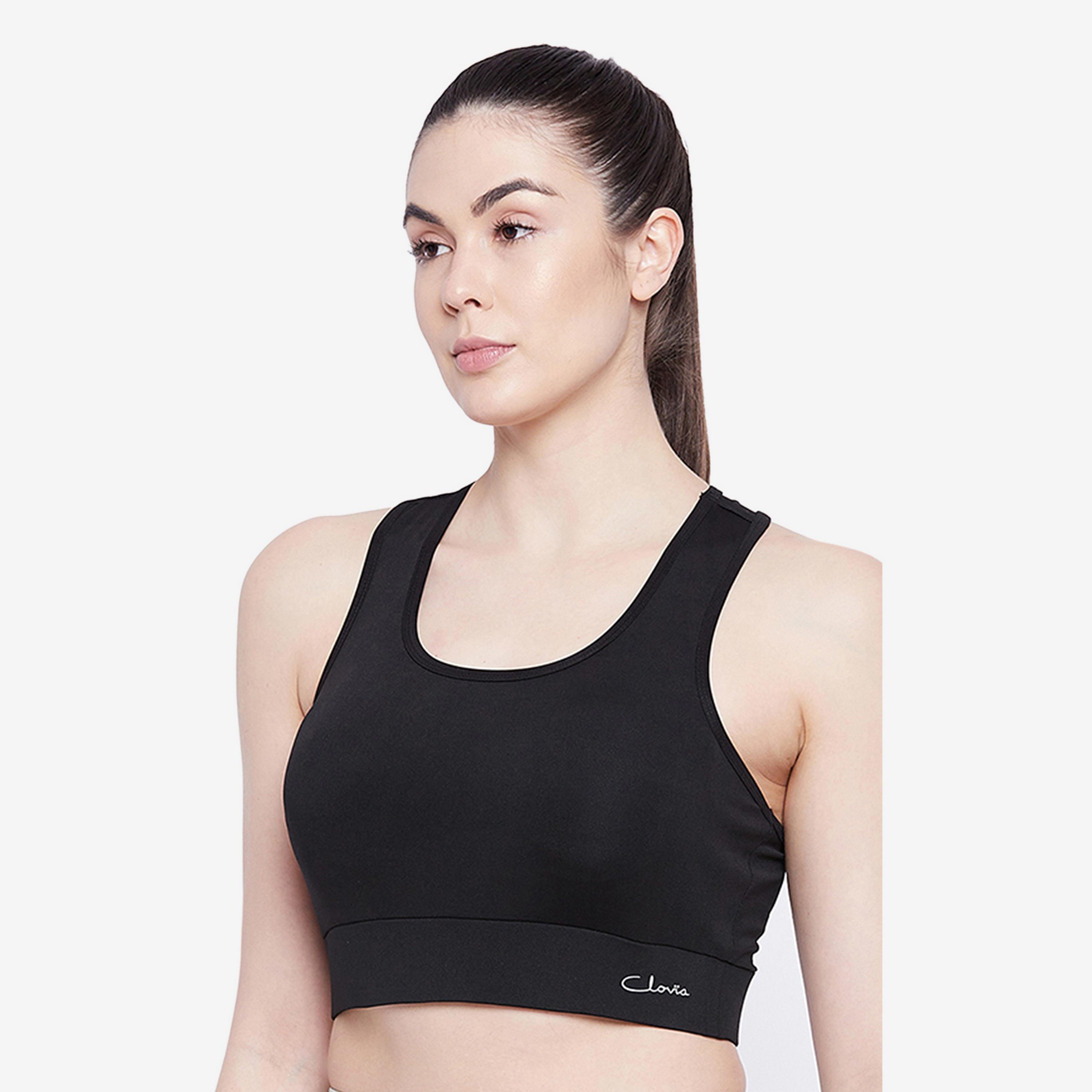 Clovia Medium Impact Padded Non-Wired Women's Sports Bra in Black with Removable Cups-women-clothing-sportswearandactivewear-sportsbras-image-2