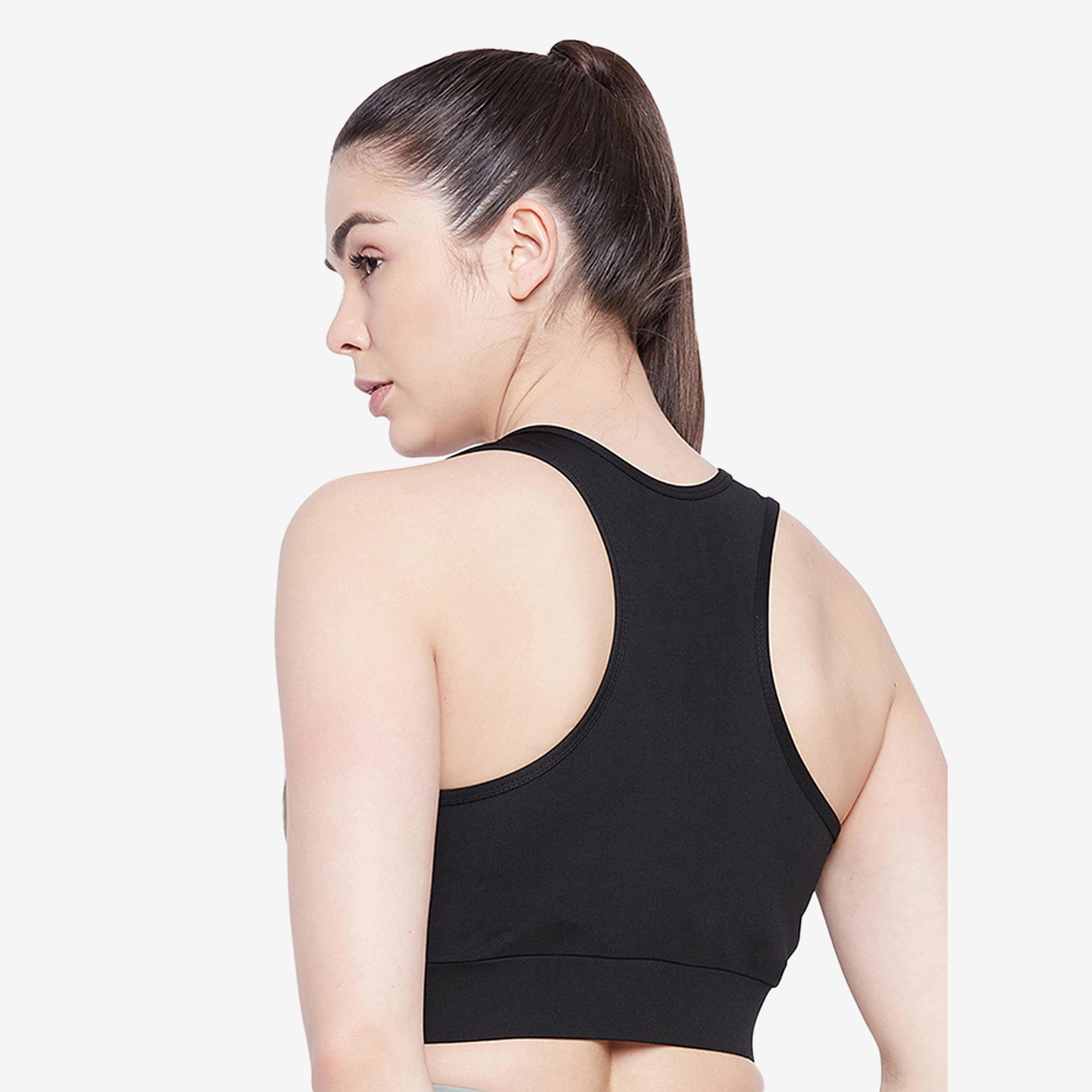 Clovia Medium Impact Padded Non-Wired Women's Sports Bra in Black with Removable Cups-women-clothing-sportswearandactivewear-sportsbras-image-4