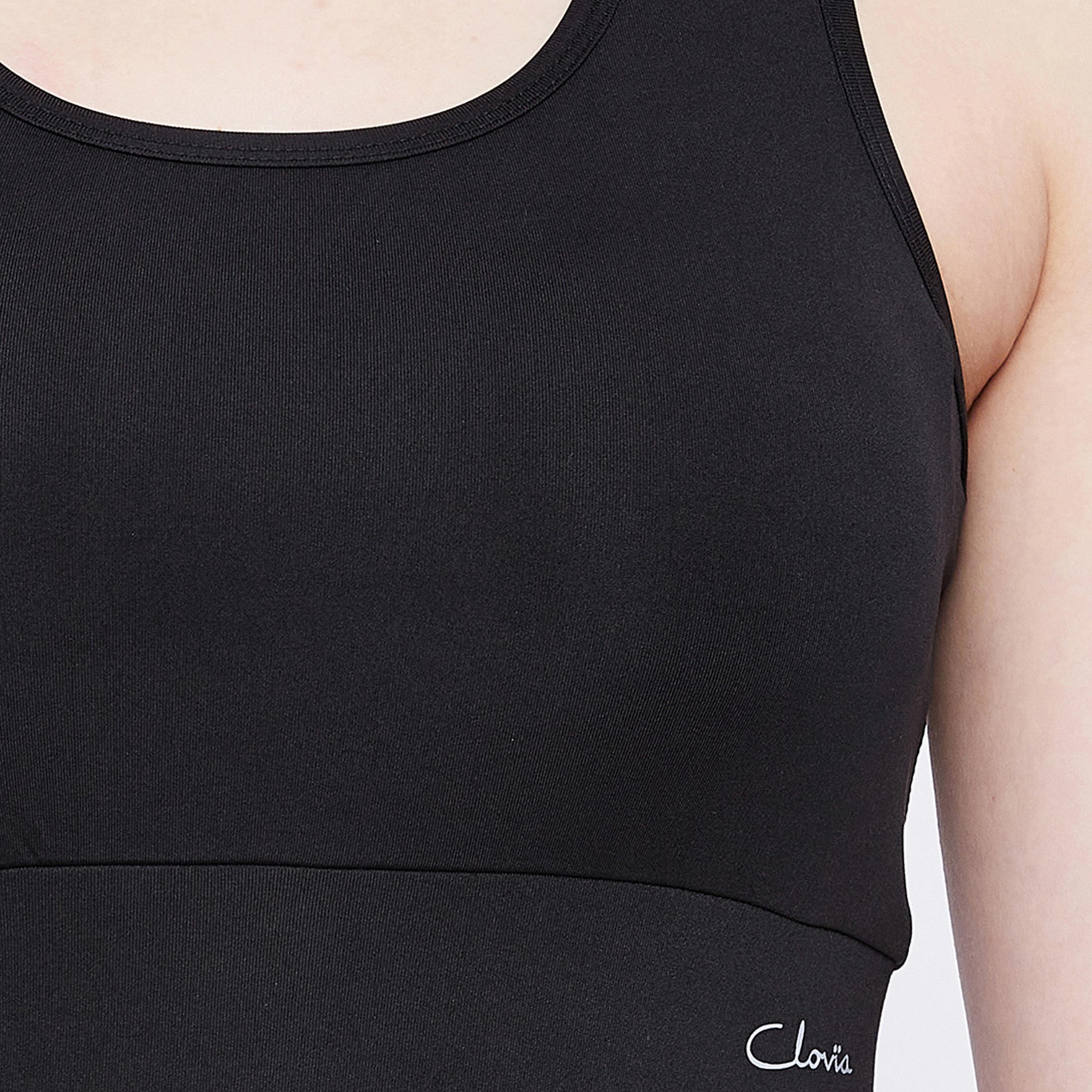 Clovia Medium Impact Padded Non-Wired Women's Sports Bra in Black with Removable Cups-women-clothing-sportswearandactivewear-sportsbras-image-5