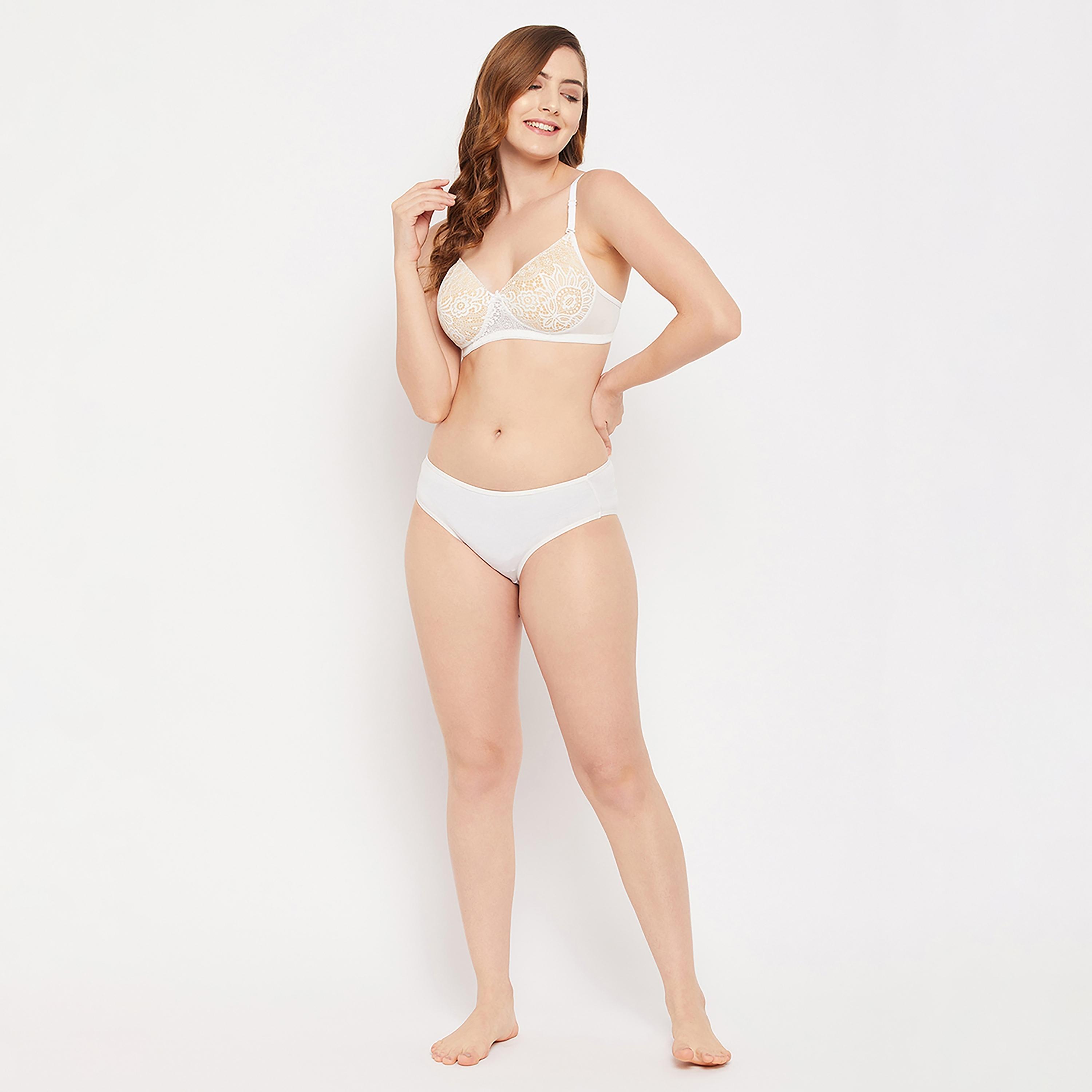 Clovia Padded Non-Wired Full Cup Multiway Women's Bra in White - Lace-women-clothing-lingerie-bras-image-7
