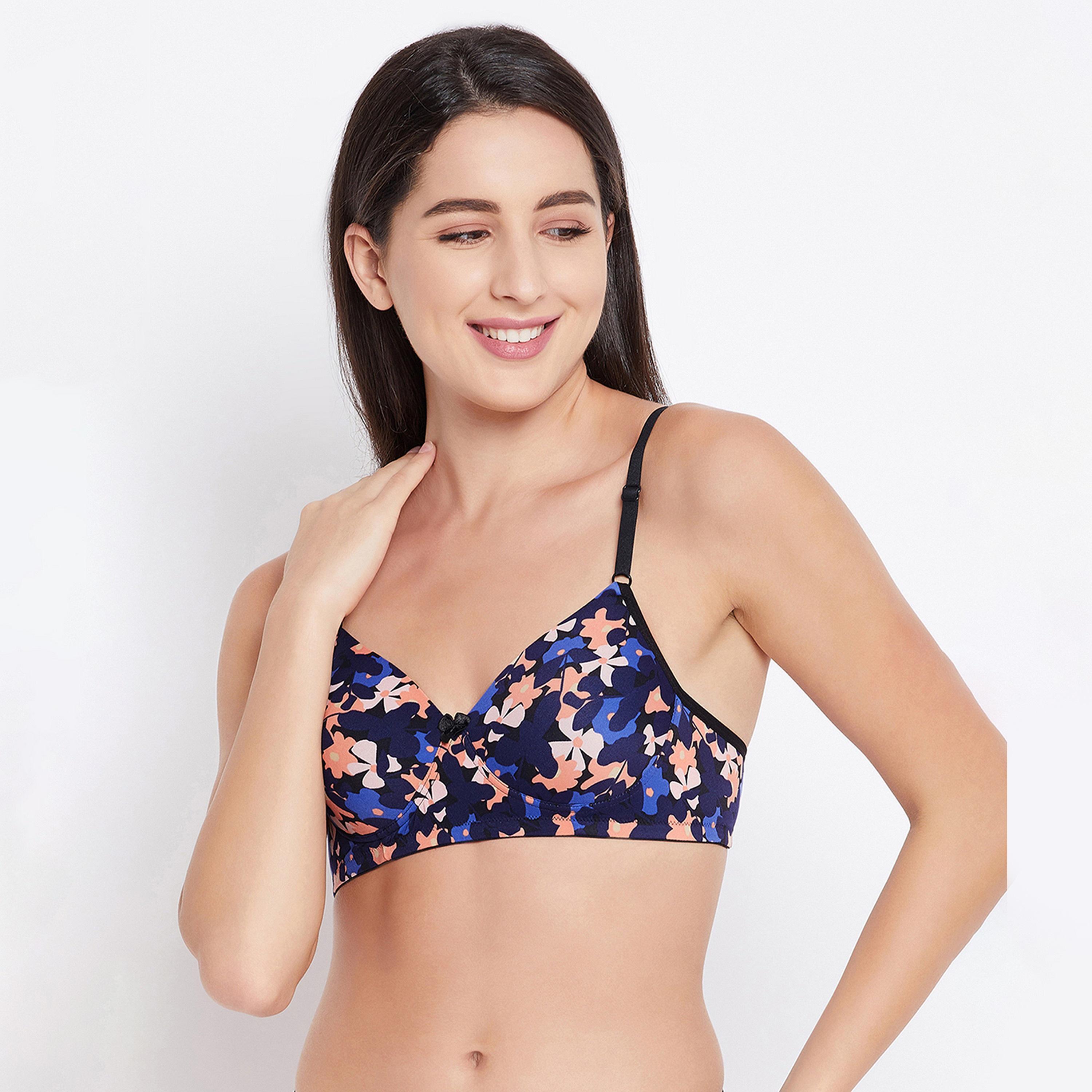 Clovia Padded Non-Wired Full Cup Floral Print Women's T-Shirt Bra in Multicolour-women-clothing-lingerie-bras-image-1