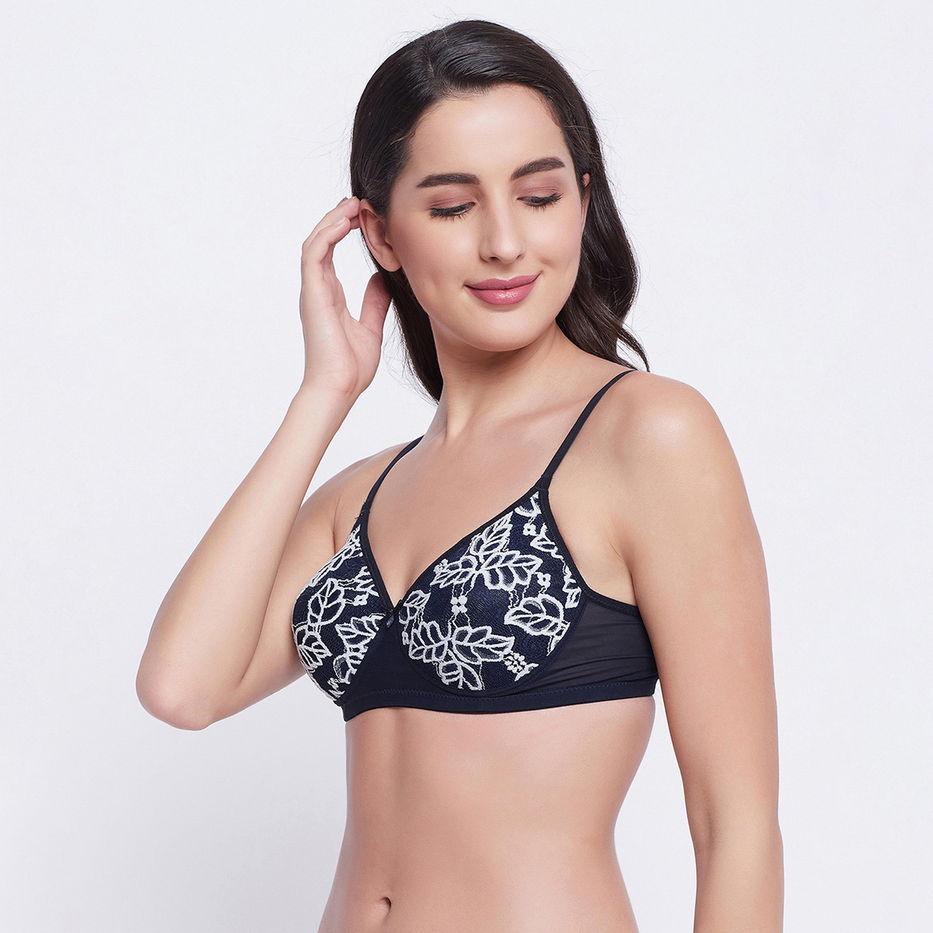 Clovia Padded Non-Wired Full Cup Women's Bra in Black - Lace-women-clothing-lingerie-bras-image-2