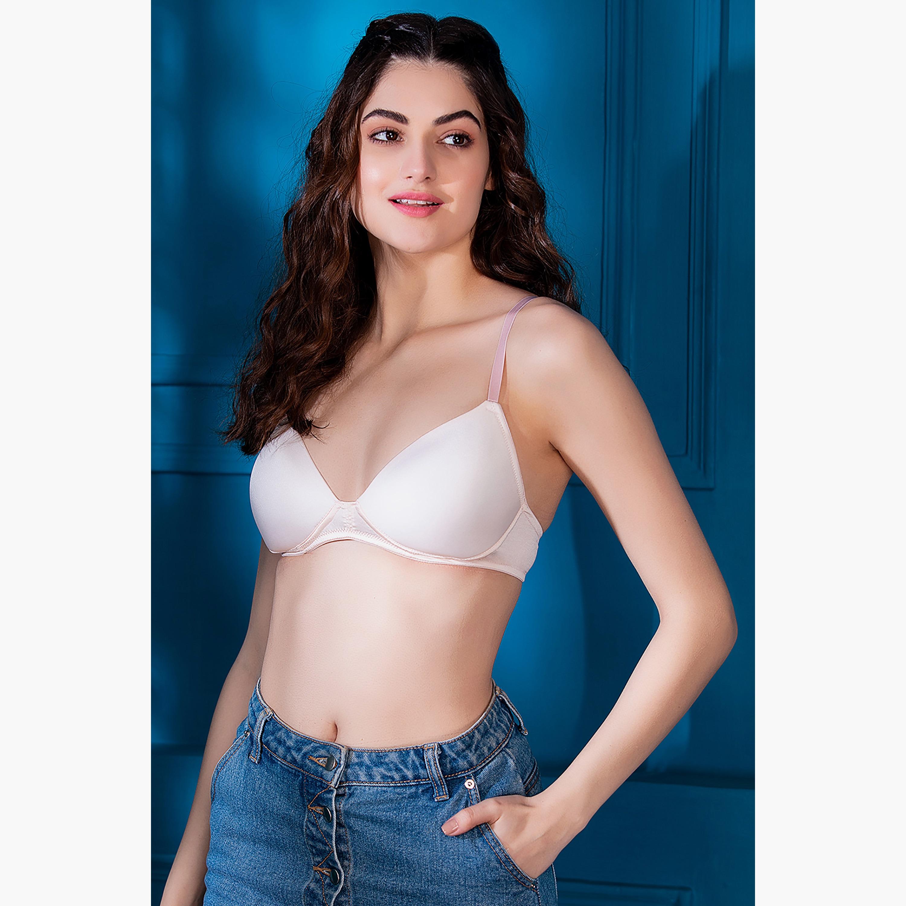 Clovia Solid Padded Non-Wired Demi Cup T-Shirt Bra-women-clothing-lingerie-bras-image-1