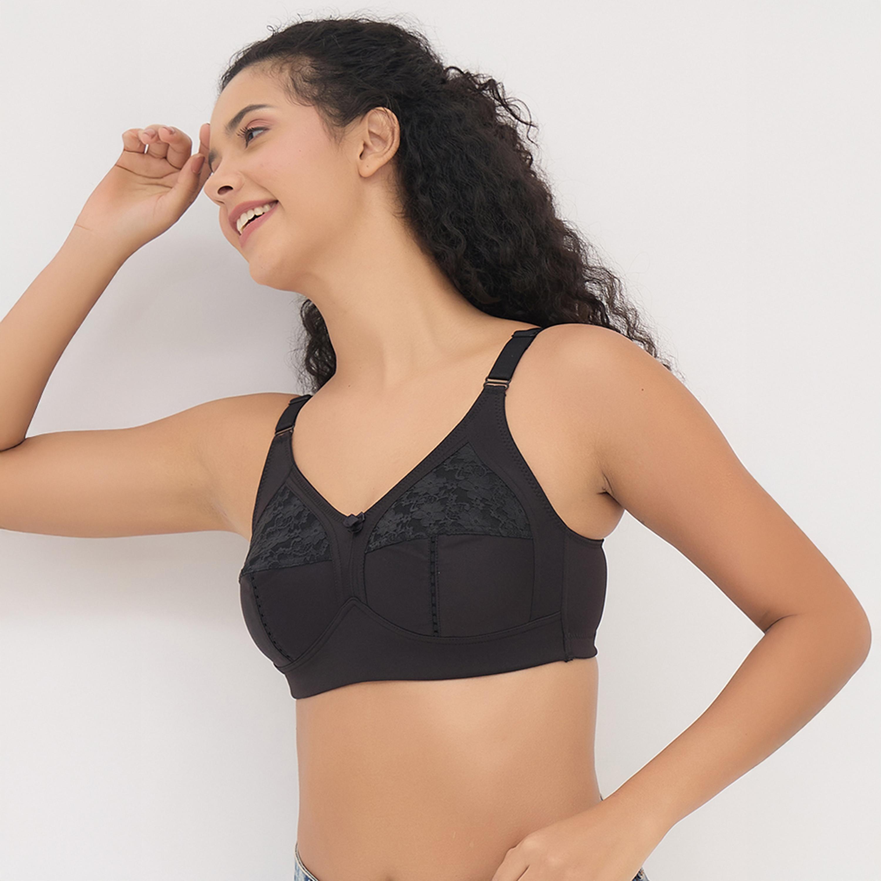 Clovia Non-Padded Non-Wired Full Coverage Plus Size Women's Minimizer Bra in Black-women-clothing-lingerie-bras-image-1
