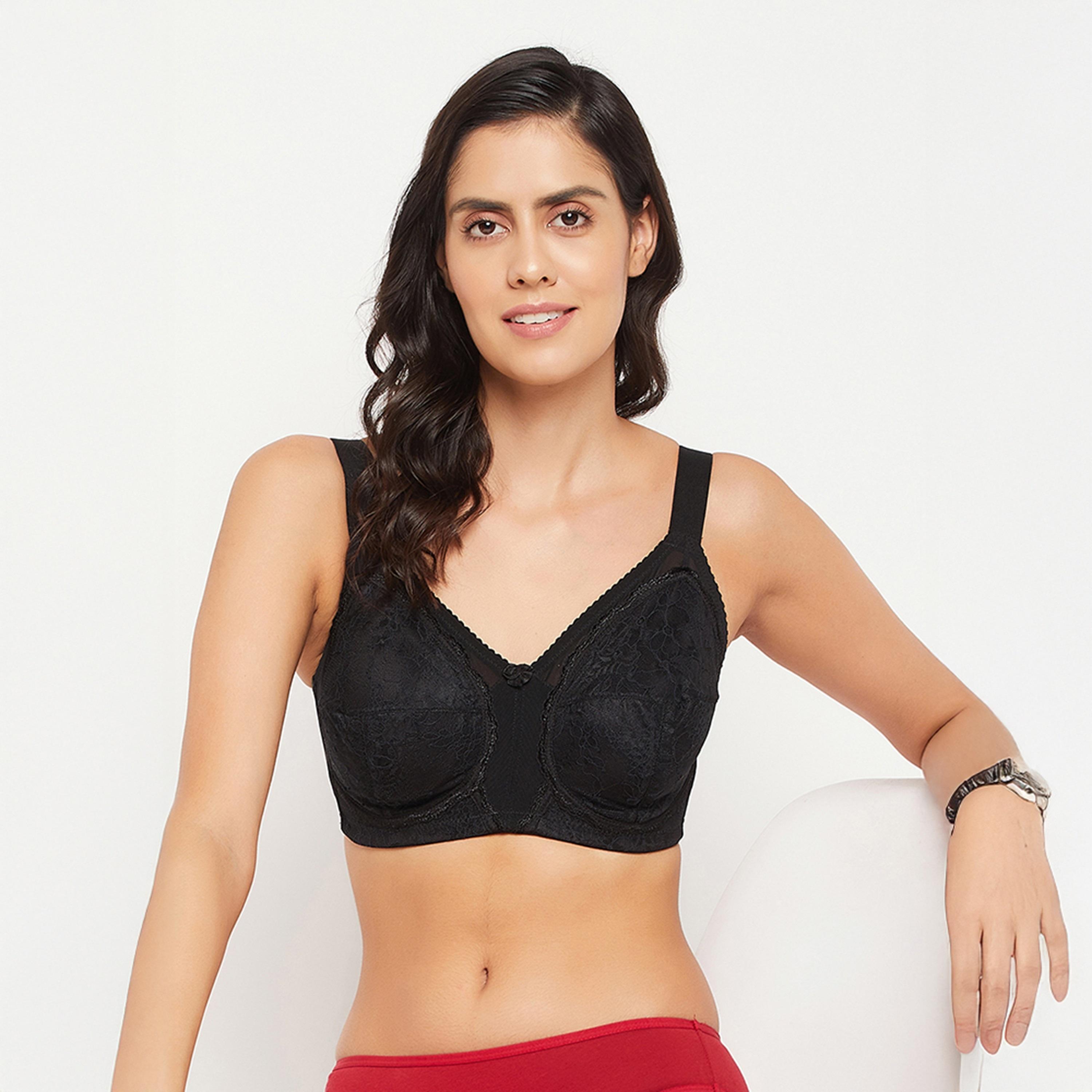 Clovia Non-Padded Non-Wired Full Coverage Women's Minimizer Bra in Black - Lace-women-clothing-lingerie-bras-image-1