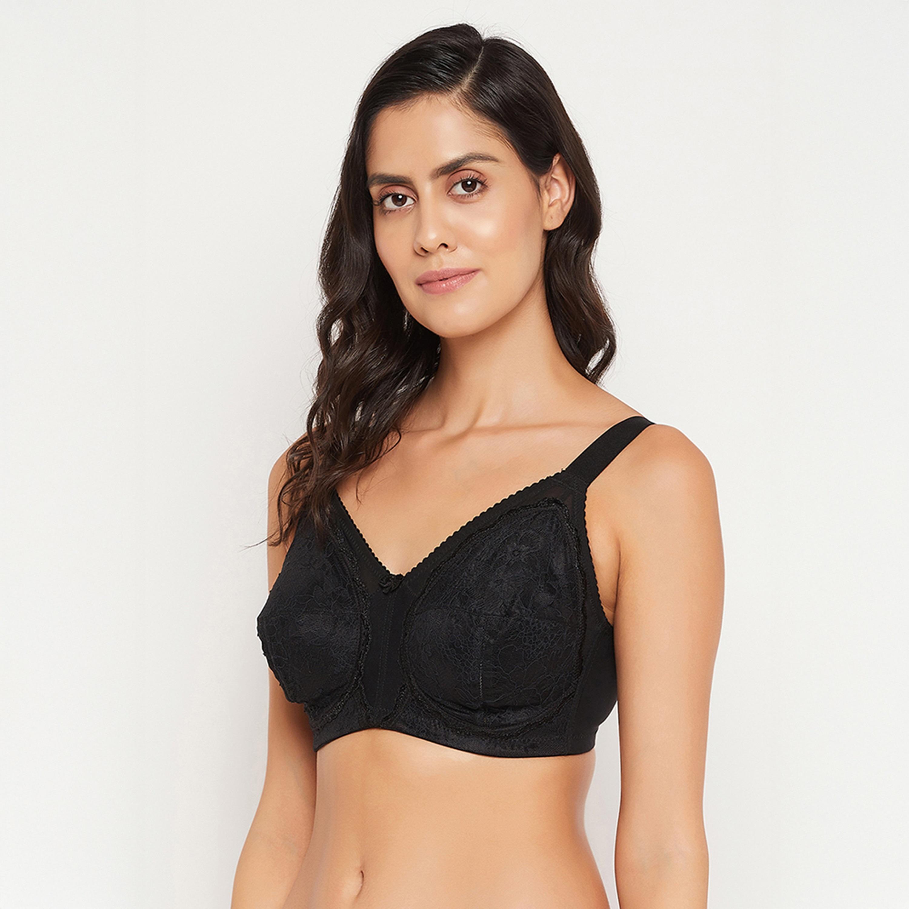 Clovia Non-Padded Non-Wired Full Coverage Women's Minimizer Bra in Black - Lace-women-clothing-lingerie-bras-image-2