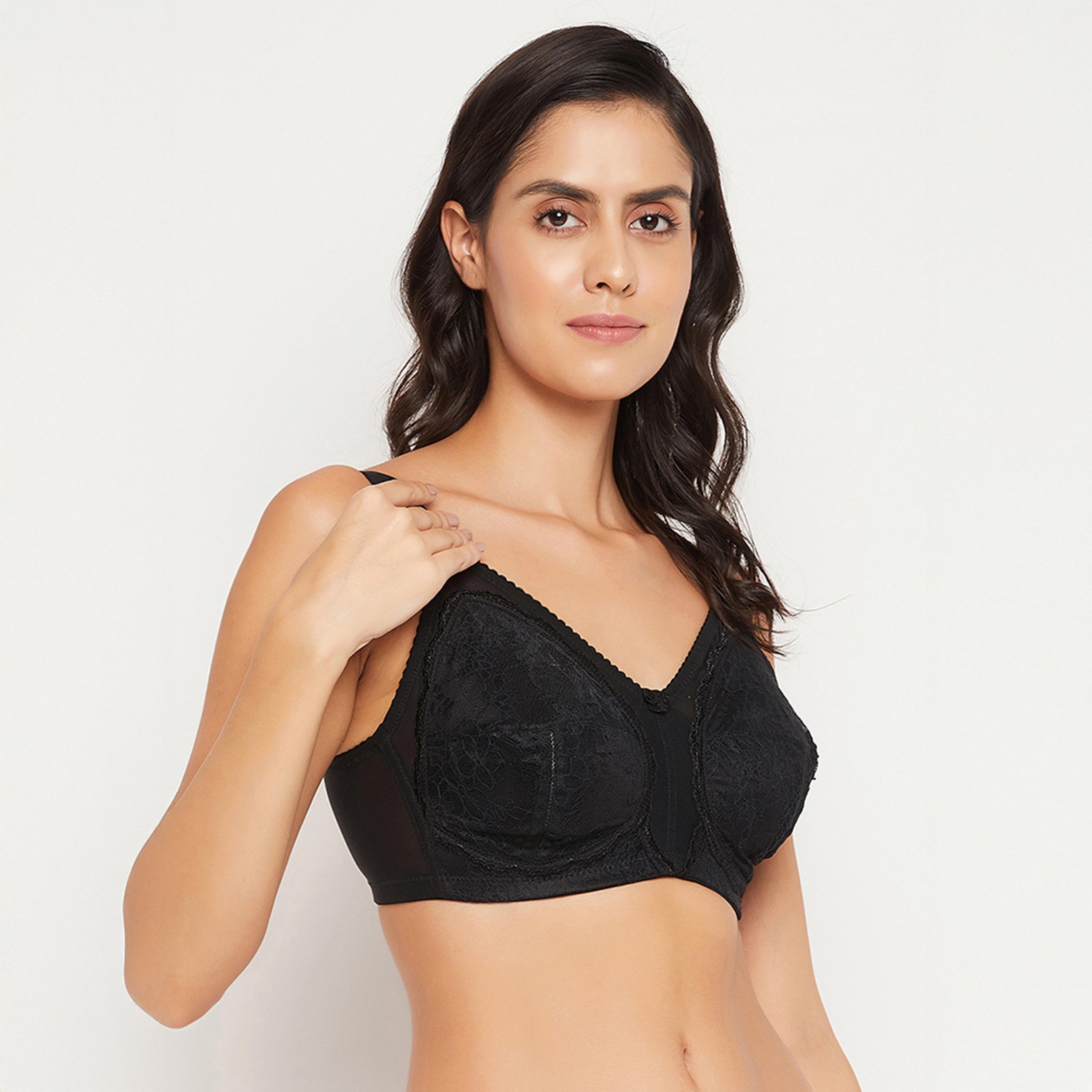 Clovia Non-Padded Non-Wired Full Coverage Women's Minimizer Bra in Black - Lace-women-clothing-lingerie-bras-image-3