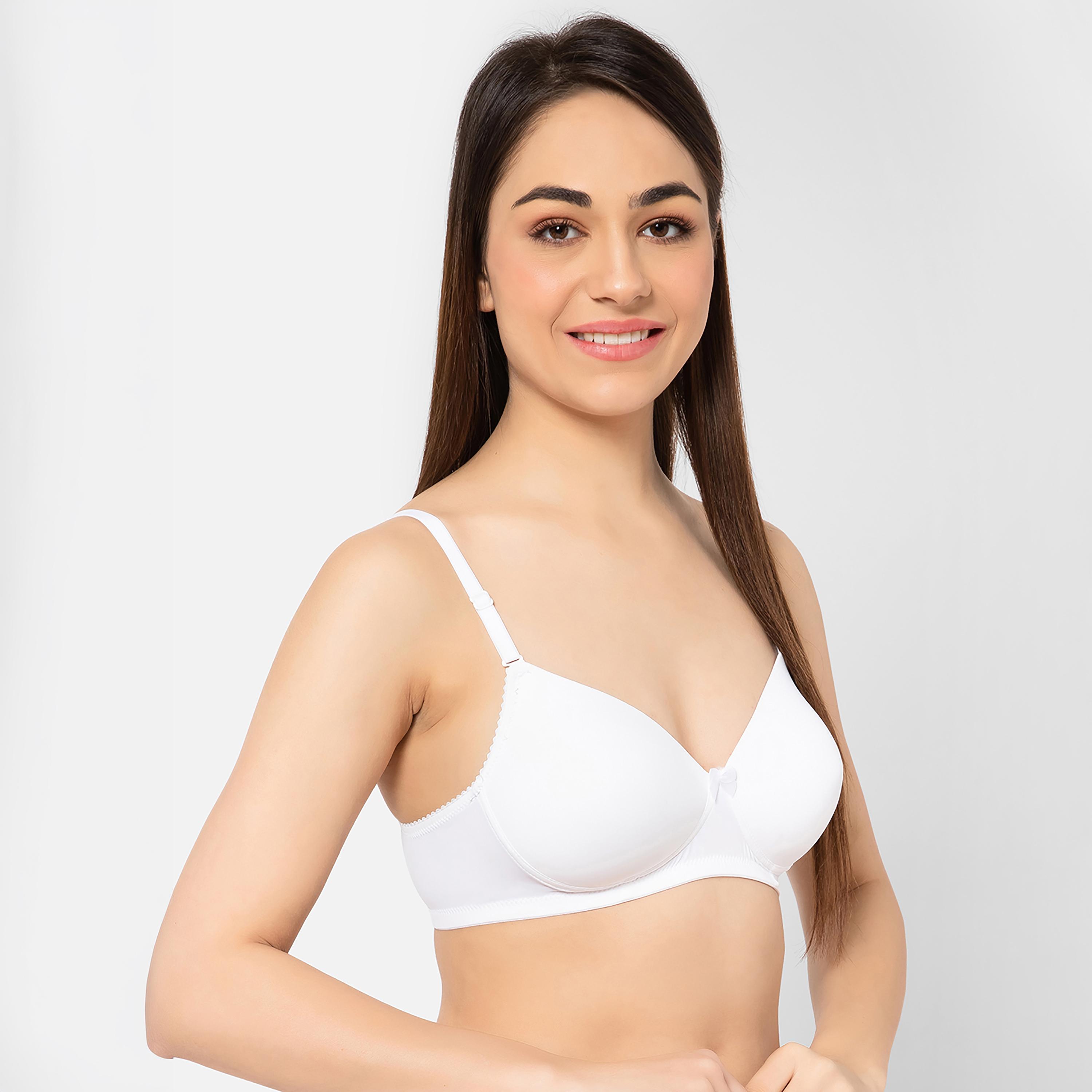 حمالة صدر تيشرت بحمالات وتغطية كاملة ومبطنة بحشوة بدون سلك سفلي أبيض للنساء من كلوفيا-women-clothing-lingerie-bras-image-3