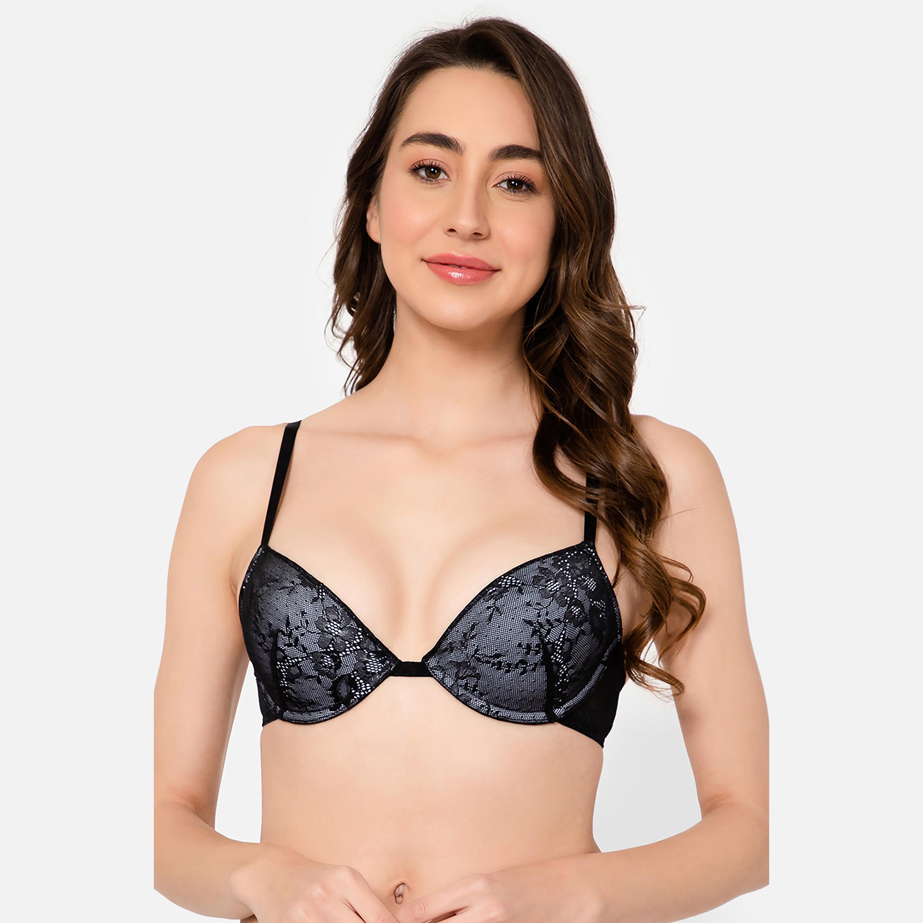 Clovia Padded Underwired Demi Cup Women's Bra in Black - Lace-women-clothing-lingerie-bras-image-1