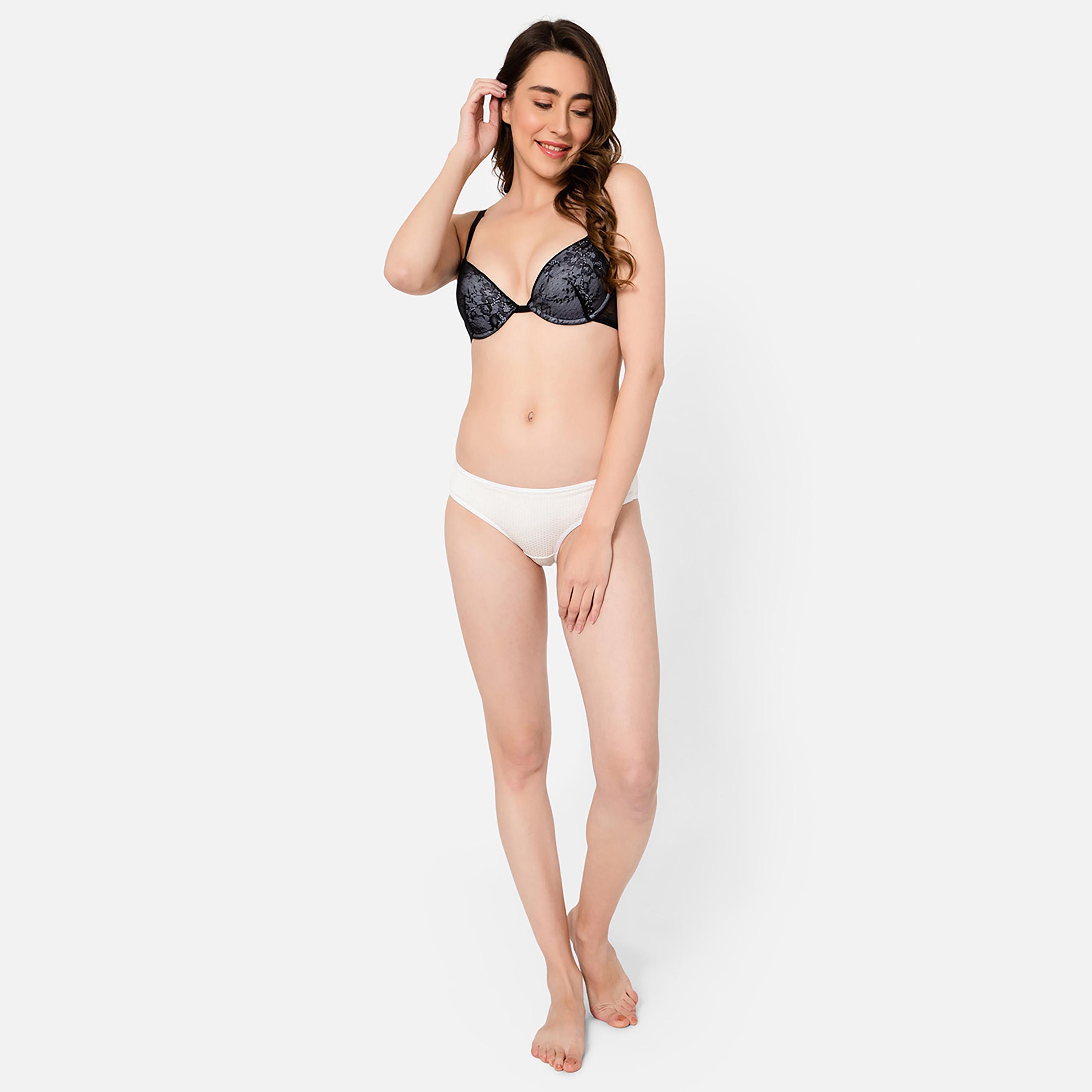 Clovia Padded Underwired Demi Cup Women's Bra in Black - Lace-women-clothing-lingerie-bras-image-2