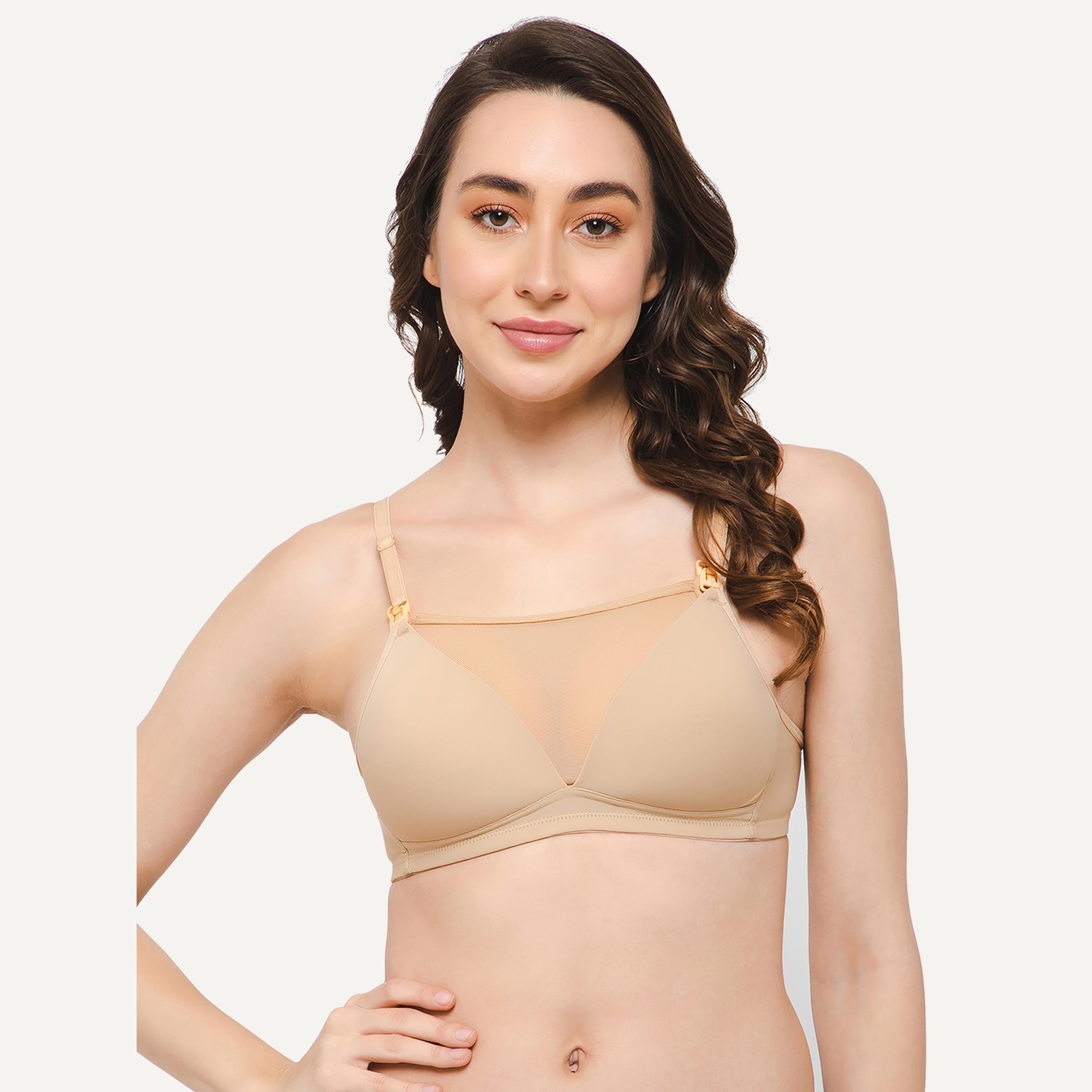 Clovia Non-Padded Non-Wired Full Figure Cami-Style Feeding Women's Bra in Beige Colour-women-clothing-lingerie-bras-image-1