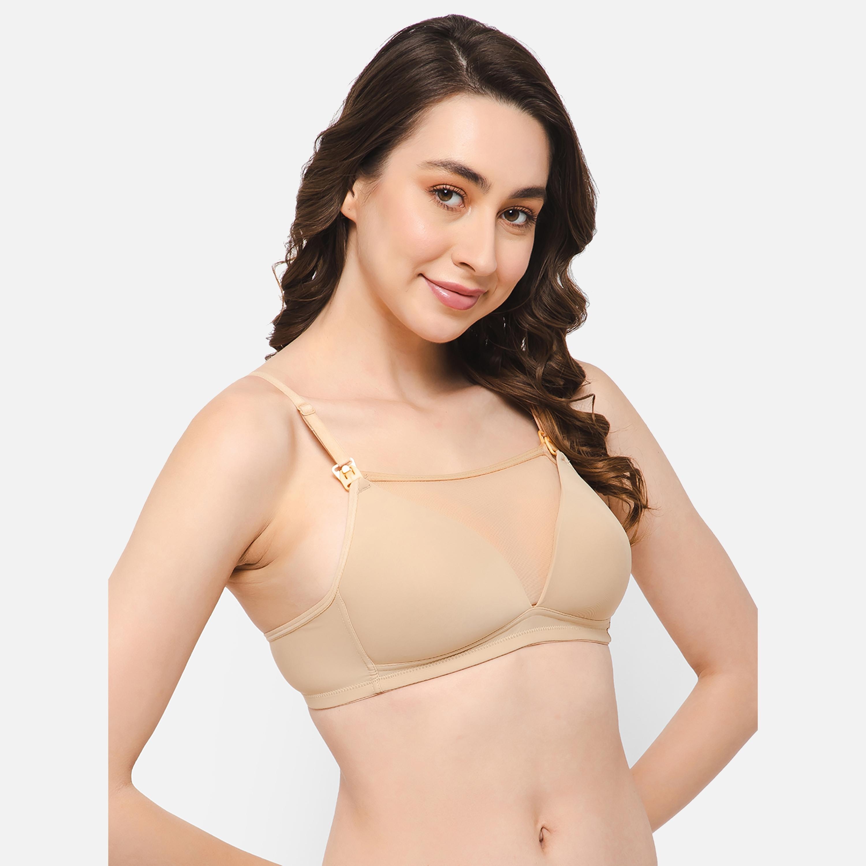 Clovia Non-Padded Non-Wired Full Figure Cami-Style Feeding Women's Bra in Beige Colour-women-clothing-lingerie-bras-image-3