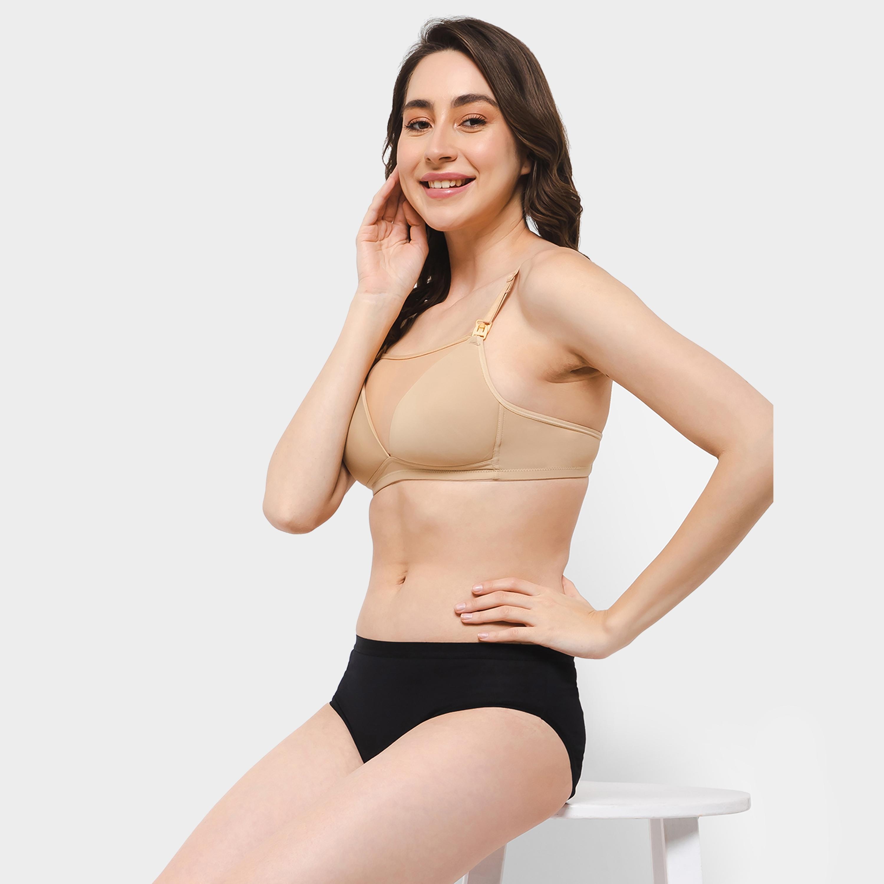 Clovia Non-Padded Non-Wired Full Figure Cami-Style Feeding Women's Bra in Beige Colour-women-clothing-lingerie-bras-image-6