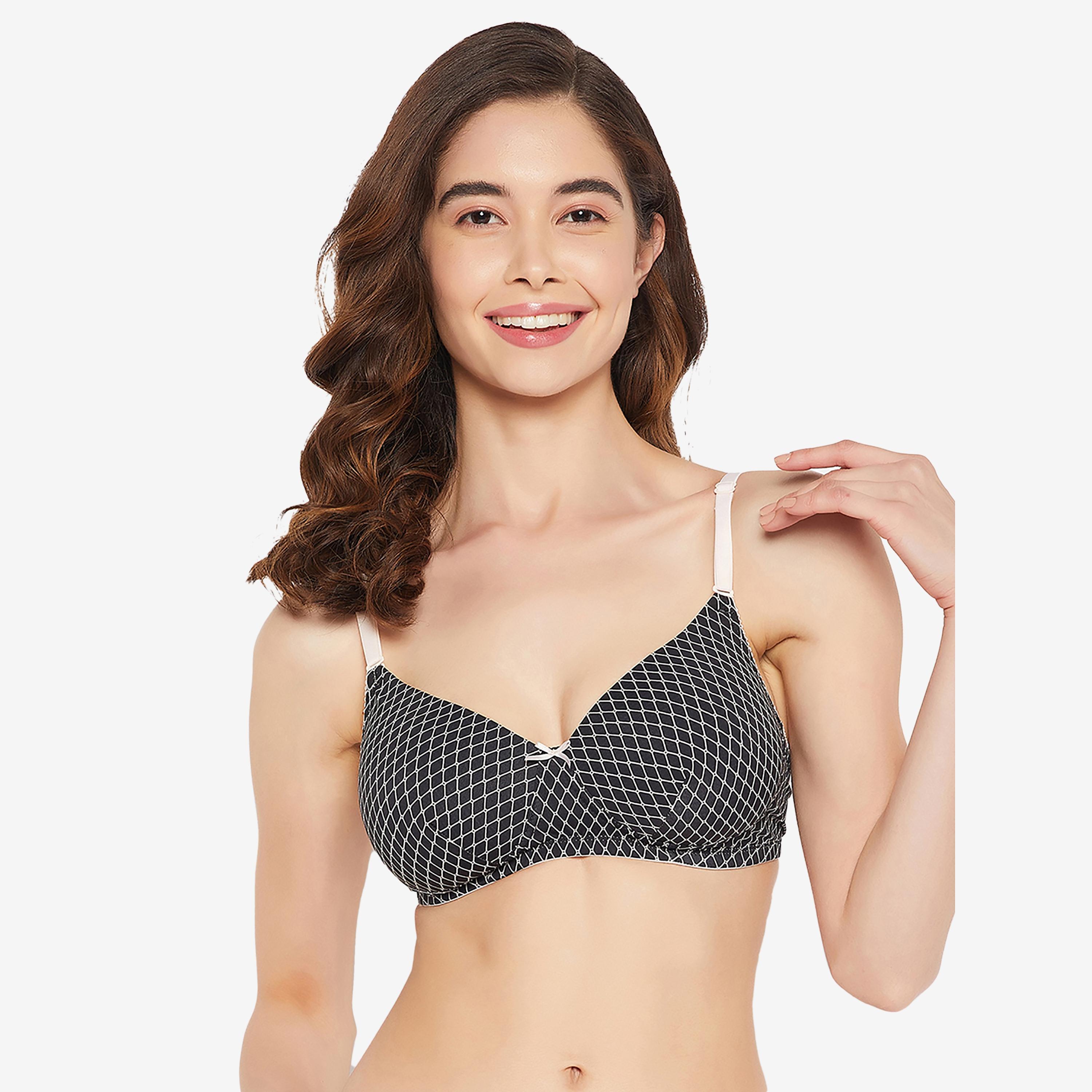 Clovia Padded Non-Wired Full Cup Printed Multiway Women's T-Shirt Bra in Black-women-clothing-lingerie-bras-image-1