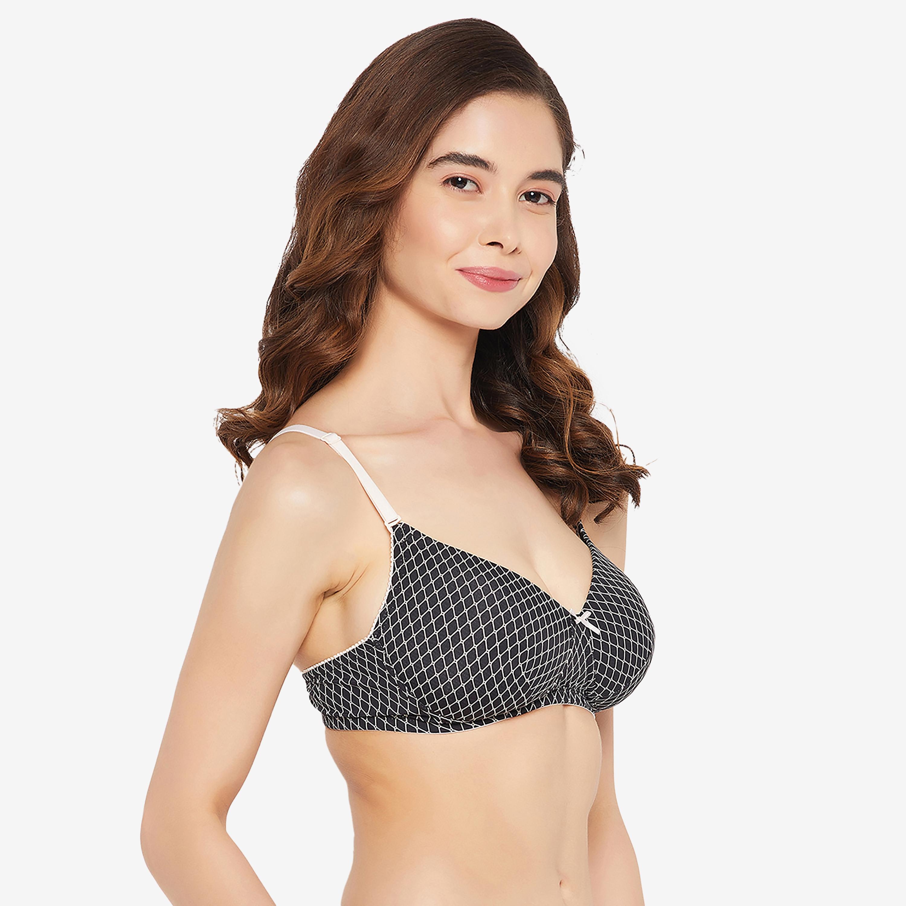 Clovia Padded Non-Wired Full Cup Printed Multiway Women's T-Shirt Bra in Black-women-clothing-lingerie-bras-image-3