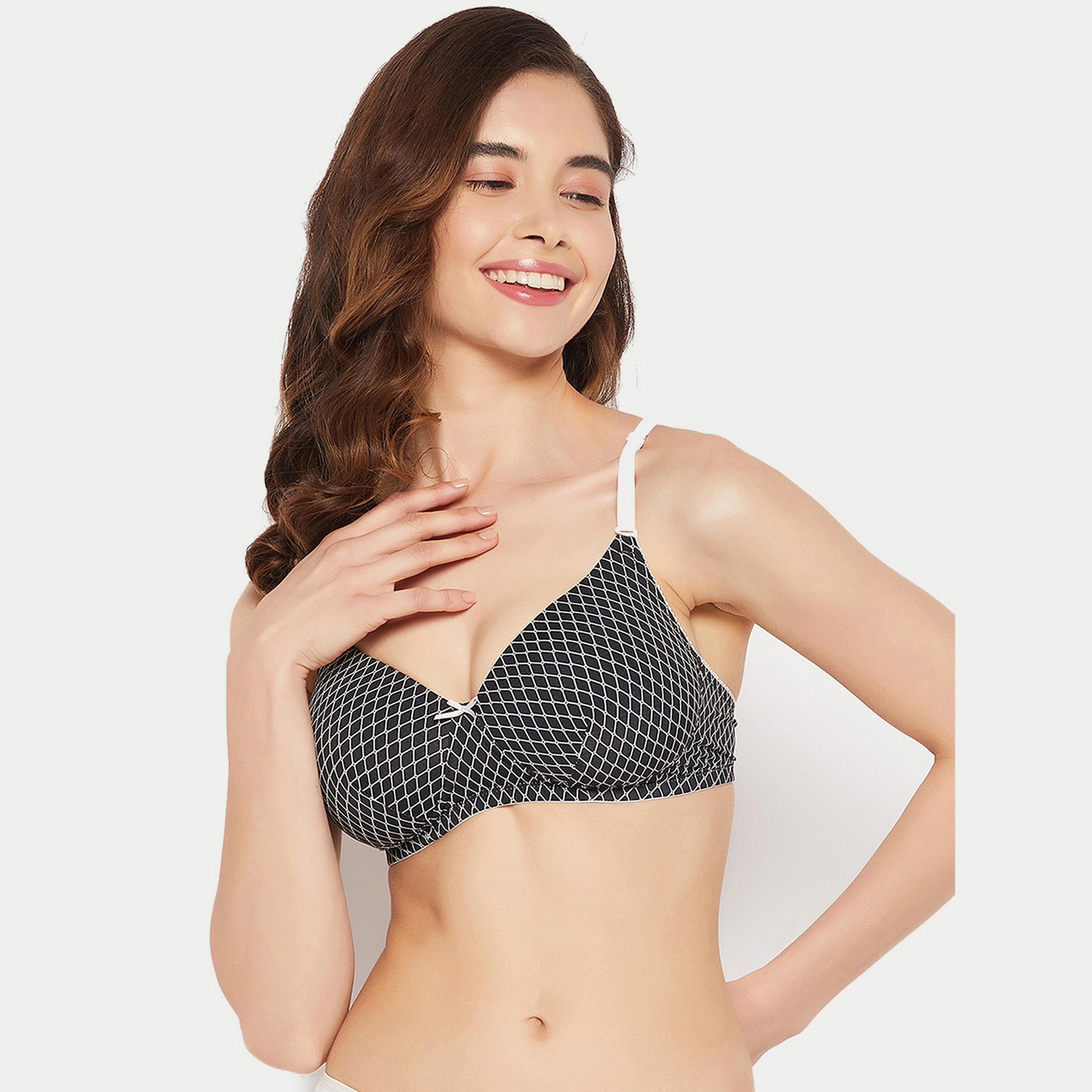 Clovia Padded Non-Wired Full Cup Printed Multiway Women's T-Shirt Bra in Black-women-clothing-lingerie-bras-image-6